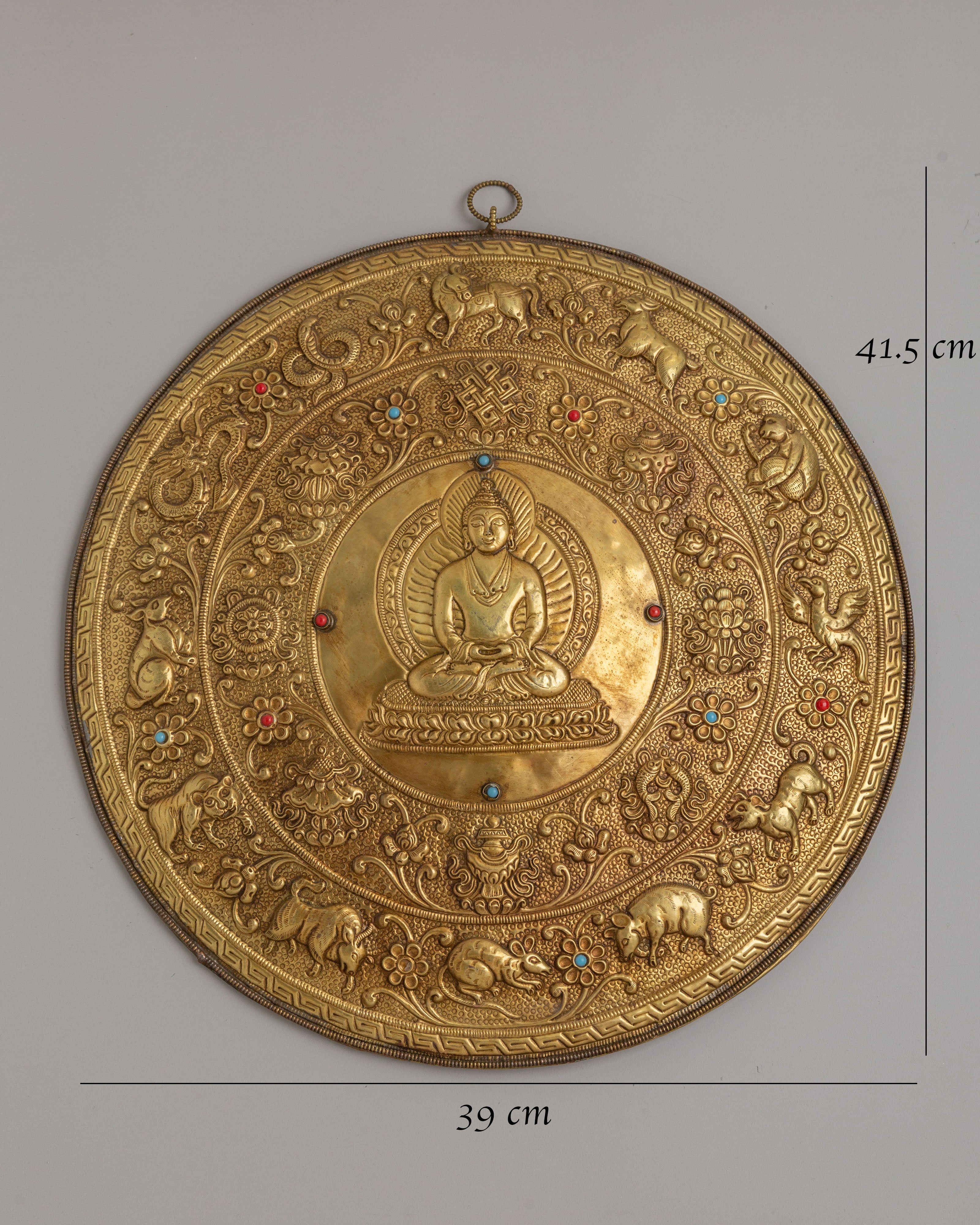 Buddha Mandala Wall Hanging | Handcrafted Copper Mandala with Gemstones