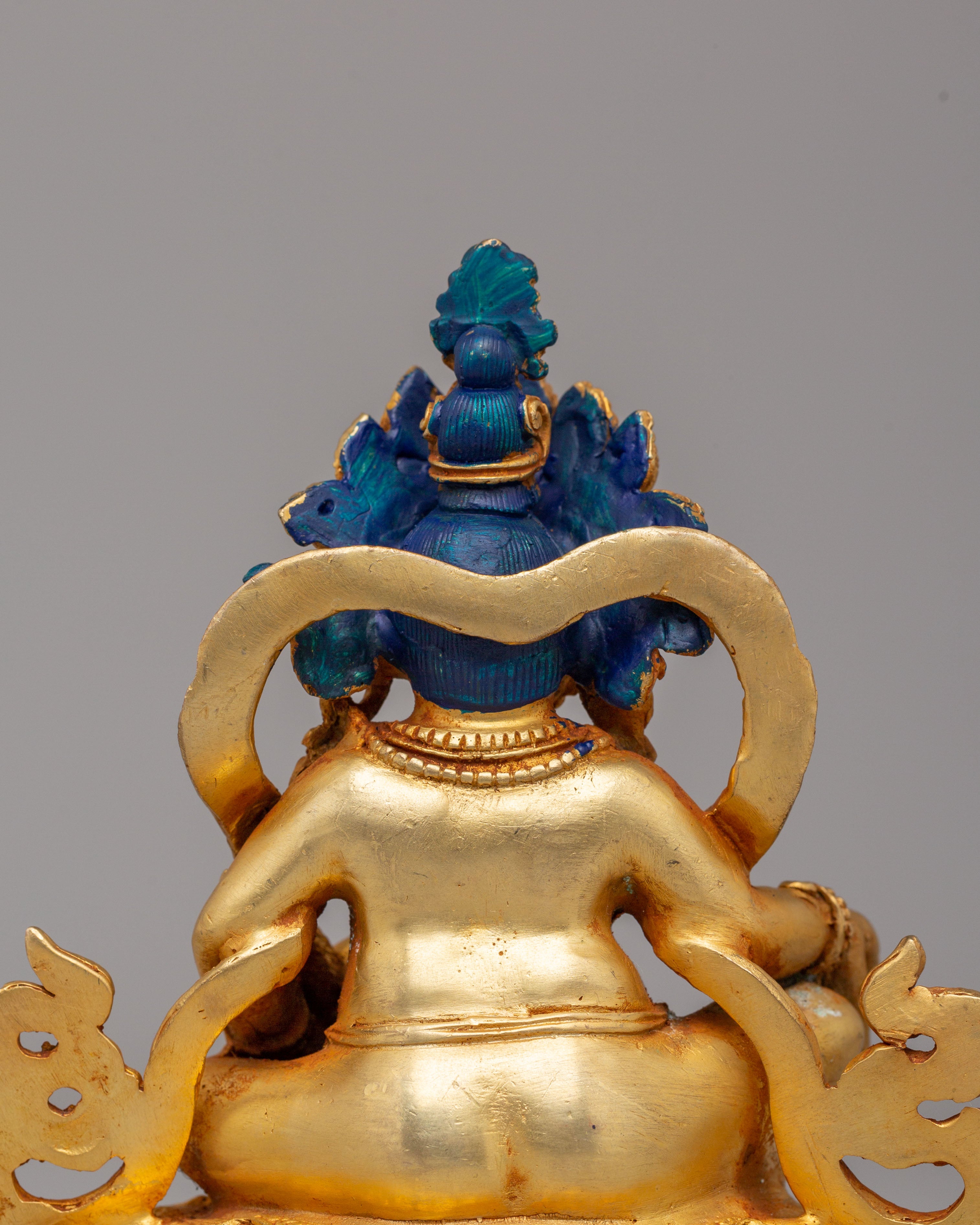 Traditional Dzambhala Deity Statue | Handcrafted Gold-Plated Copper Art