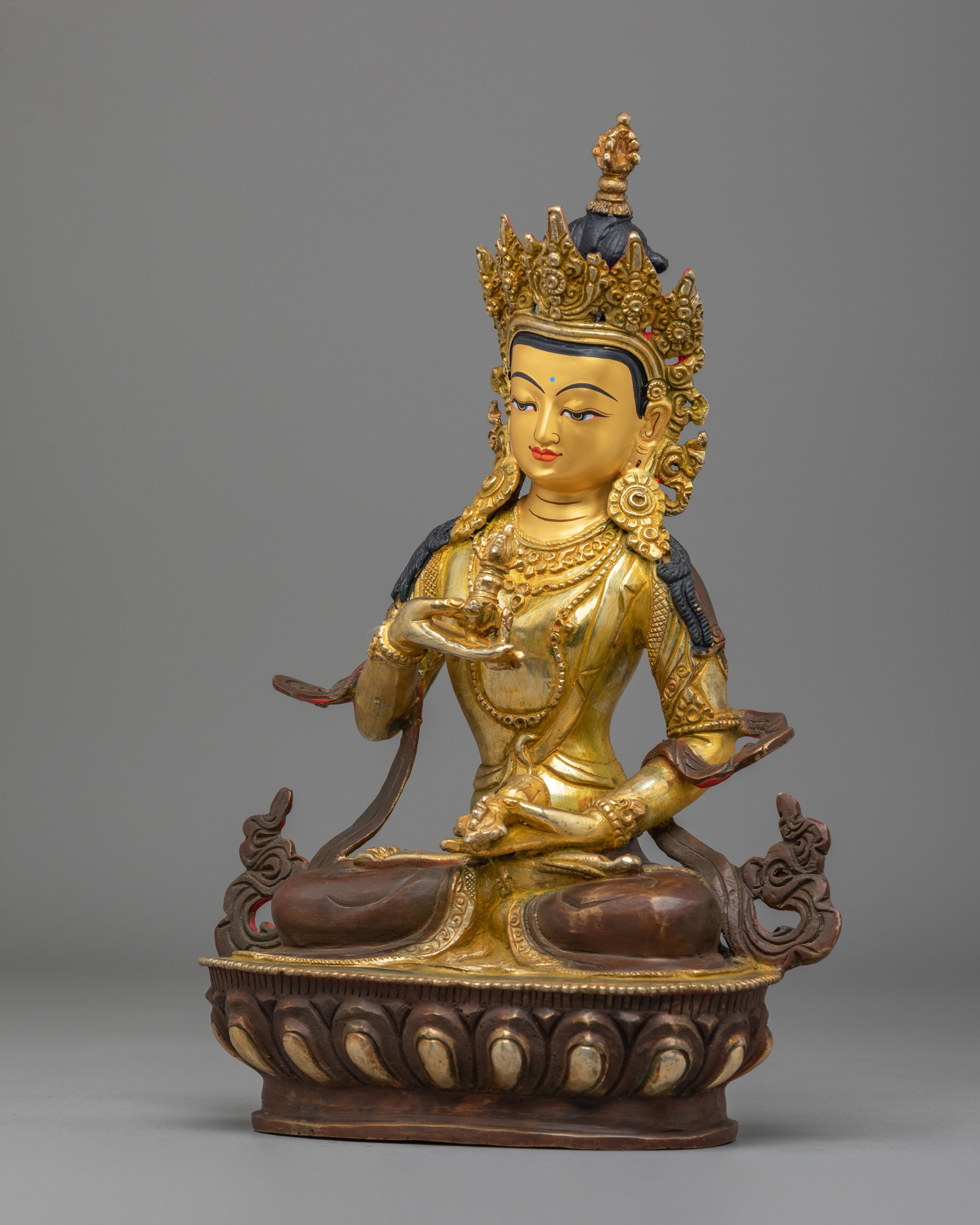 Sacred Vajrasattva Deity Sculpture | 24K Gold Plated Vajrasattva
