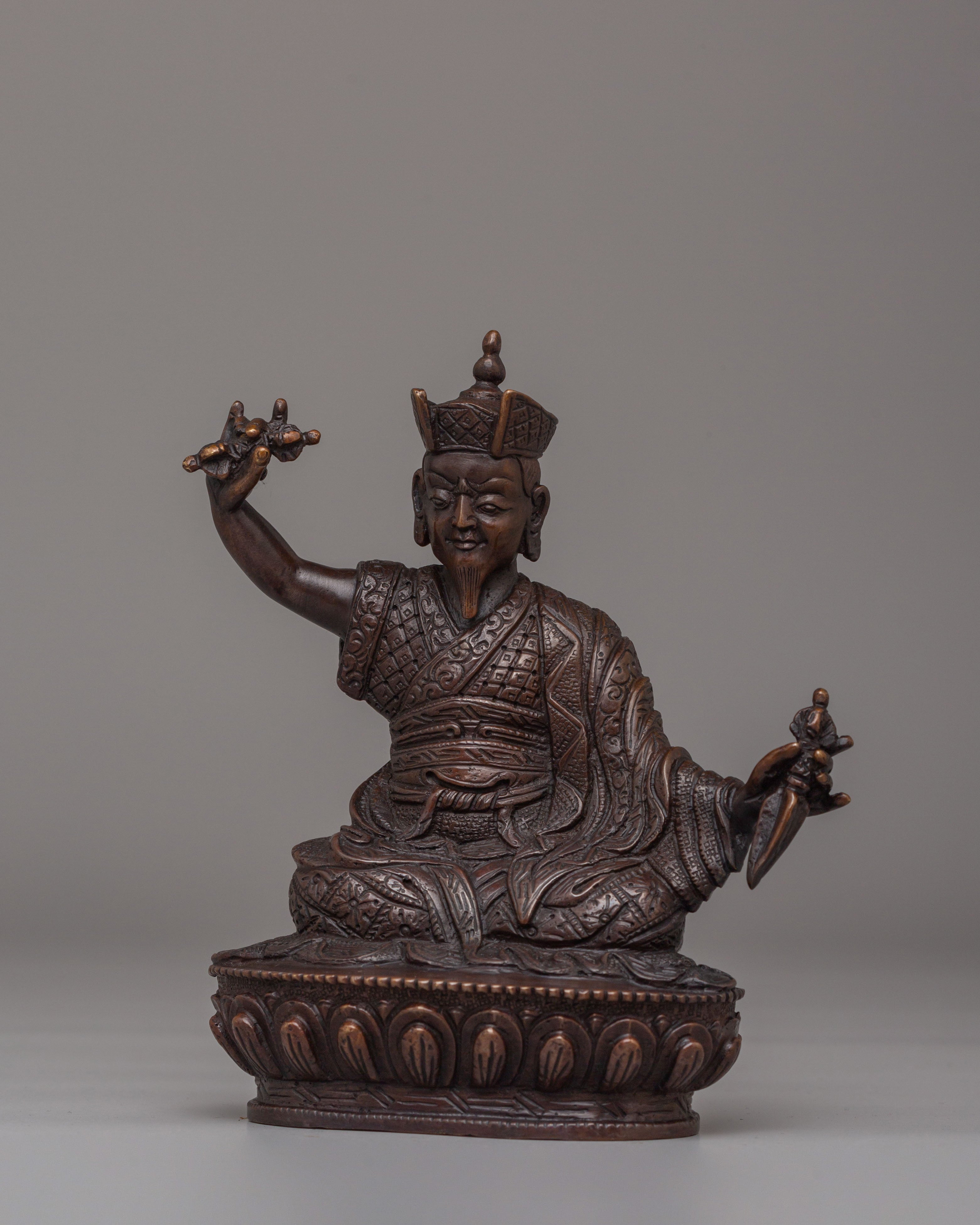Karmapa Tibetan Buddhist Master Statue | Handcrafted Oxidized Copper Figurine