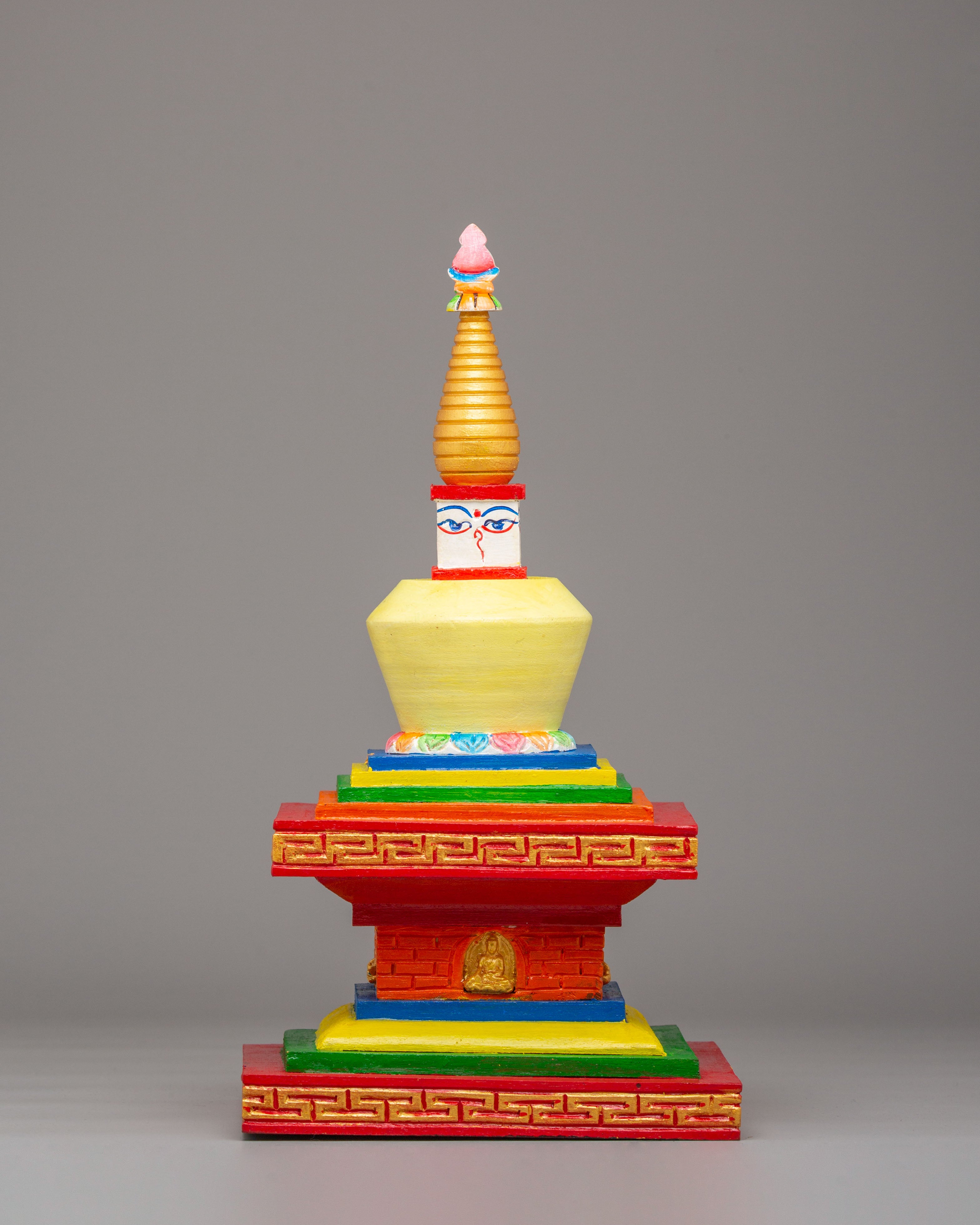 Sacred Enlightenment Stupa | Handcrafted Wooden Stupa for Meditation