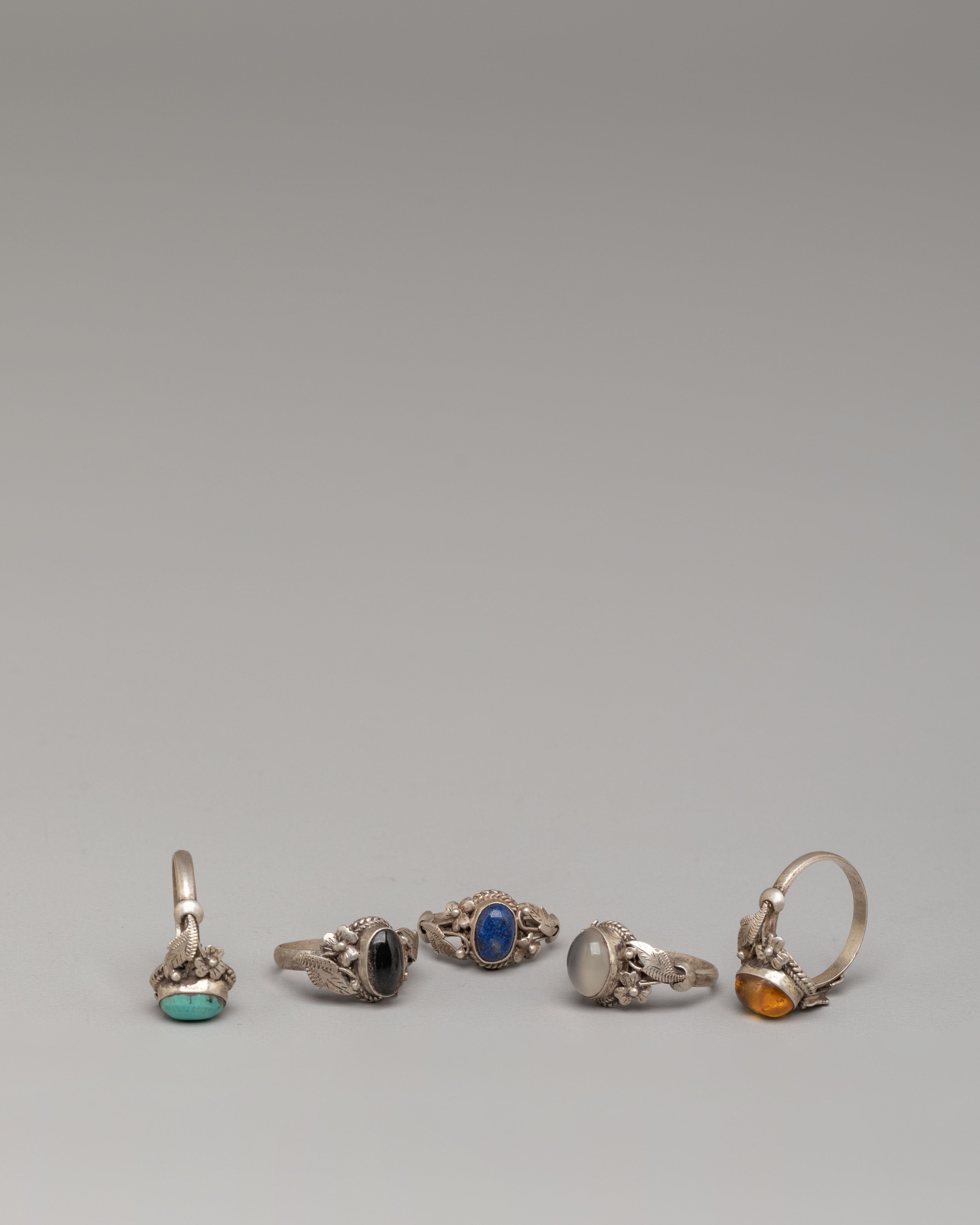 Handmade Ring Set | Silver and Gemstone Jewelry | Spiritual Accessories