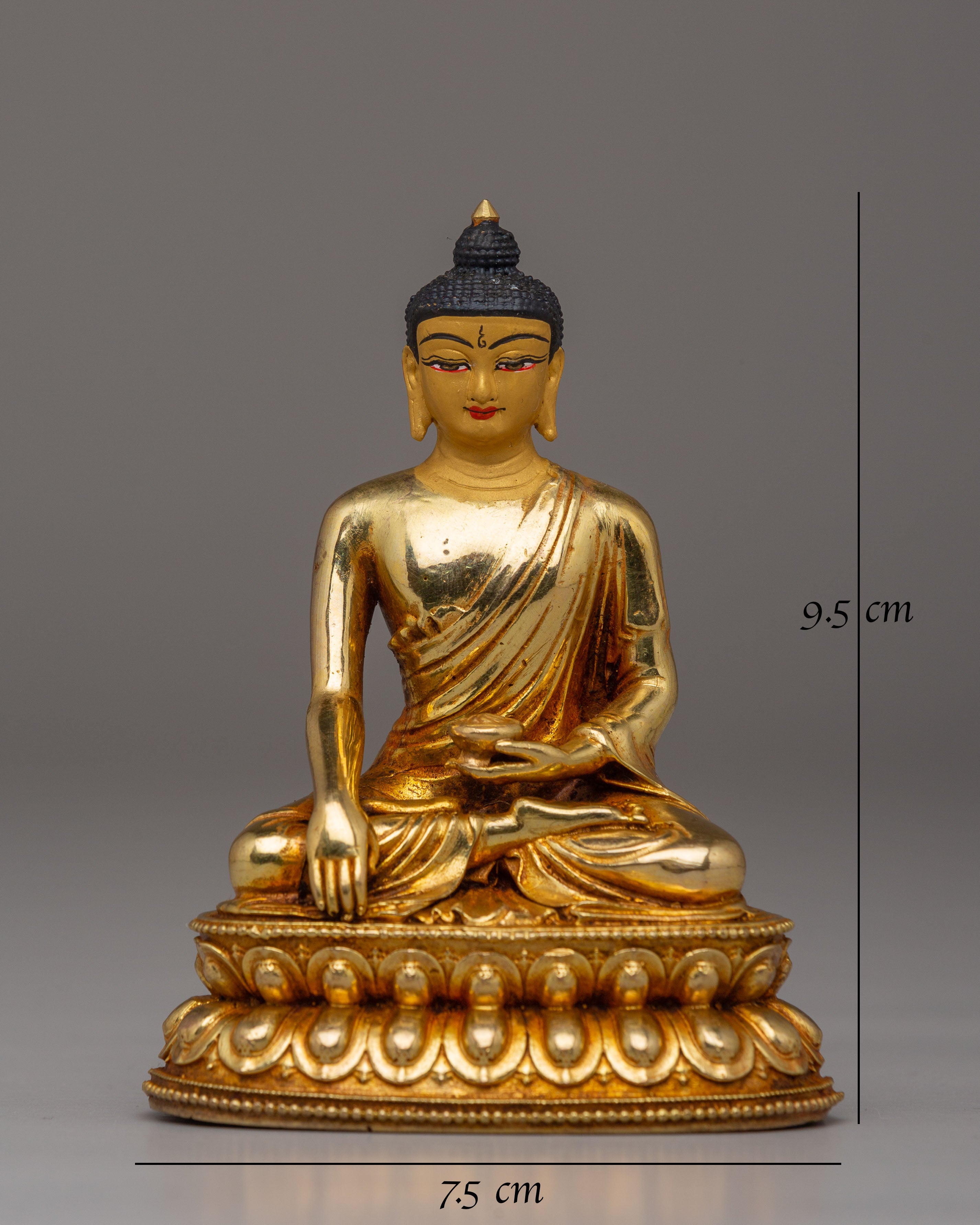 Shakyamuni Buddha Sculpture of Knowledge and Wisdom in 24K Gold Plating