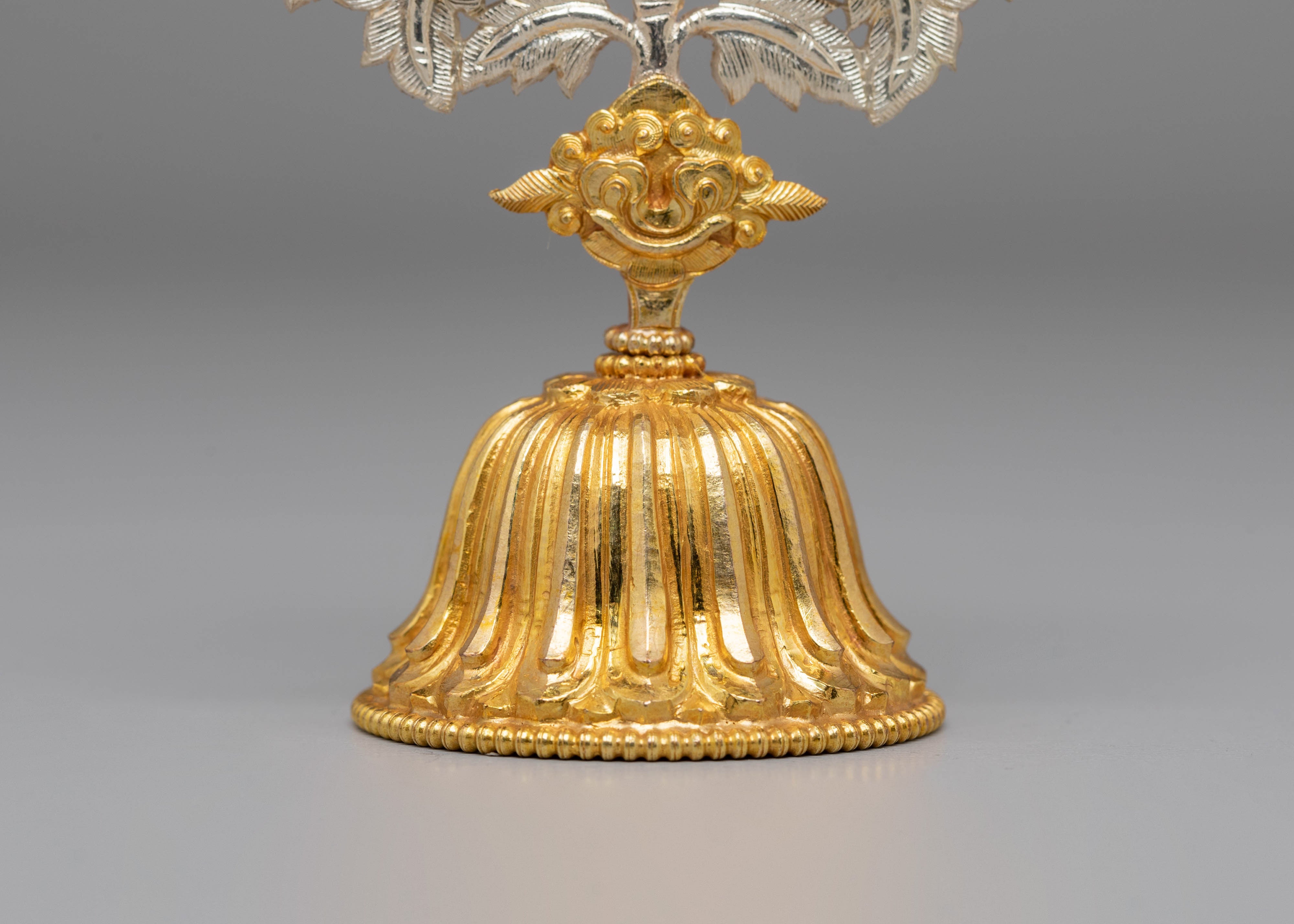 Tibetan Buddhist Tree Sculpture | Gold Silver Sacred Altar Offering