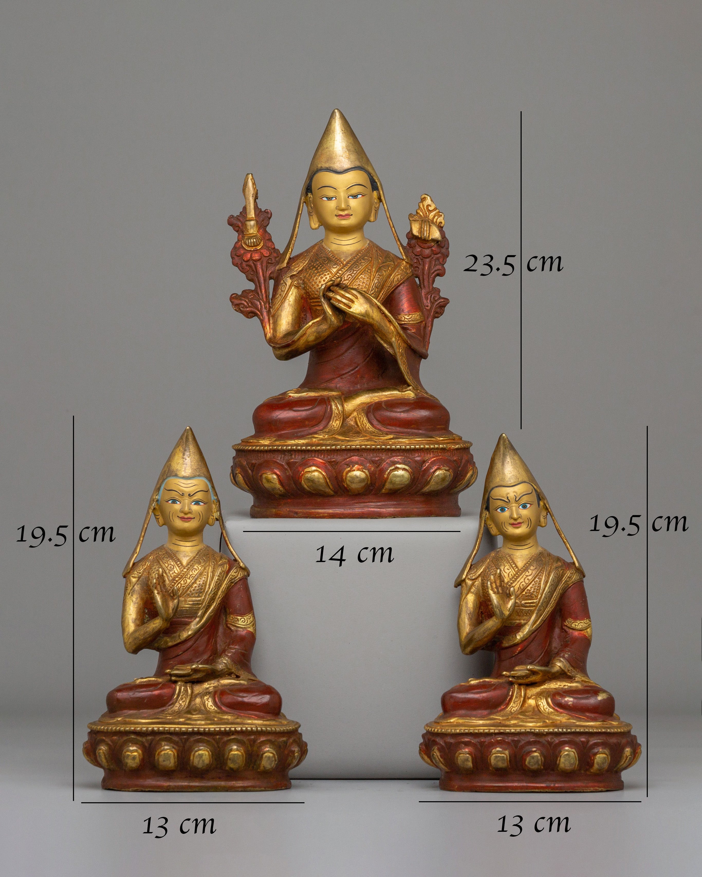 Handcrafted Tsongkhapa Set Statue | Tibetan Buddhist Master