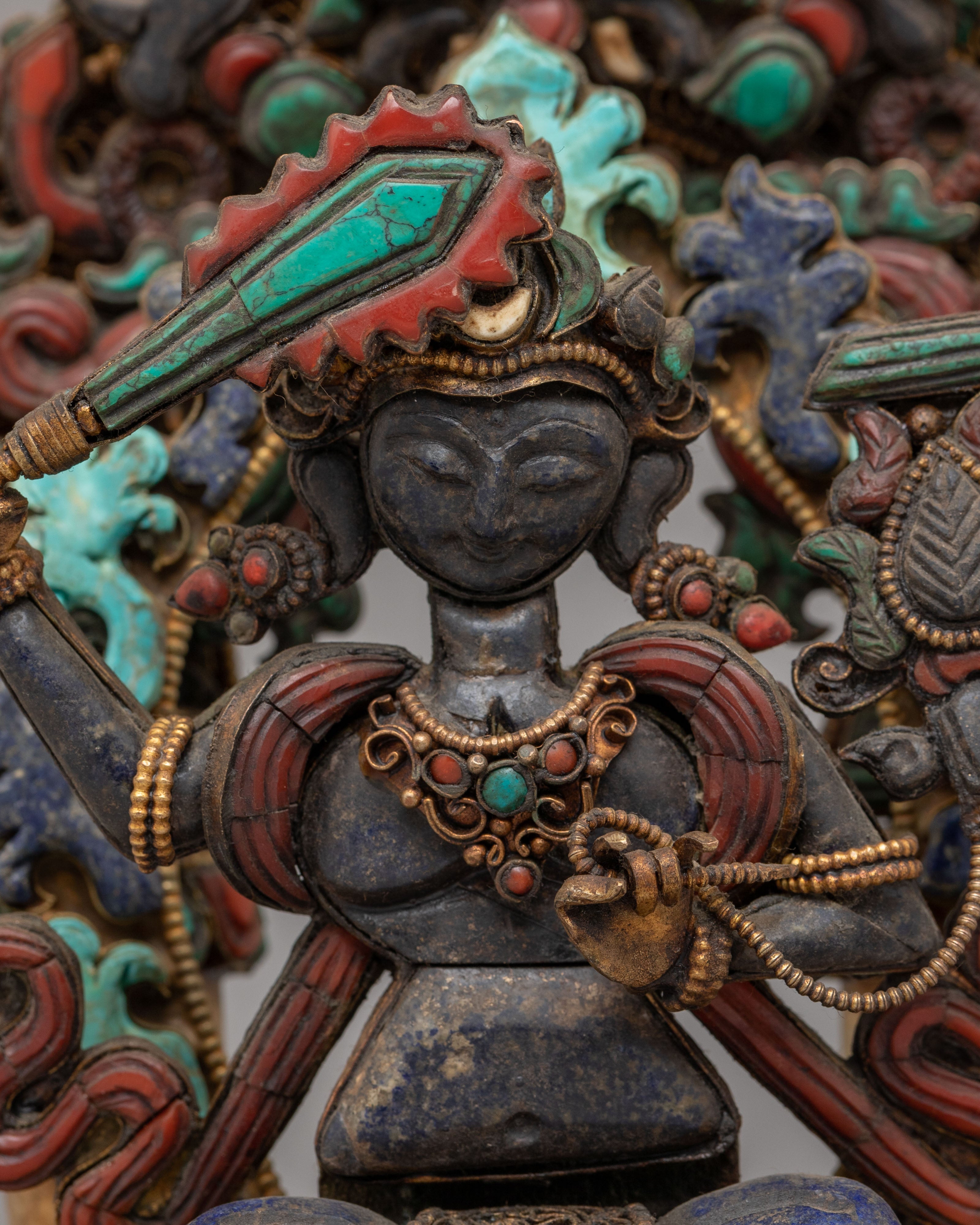Handmade Manjushri on Throne Statue | The Bodhisattva of Wisdom