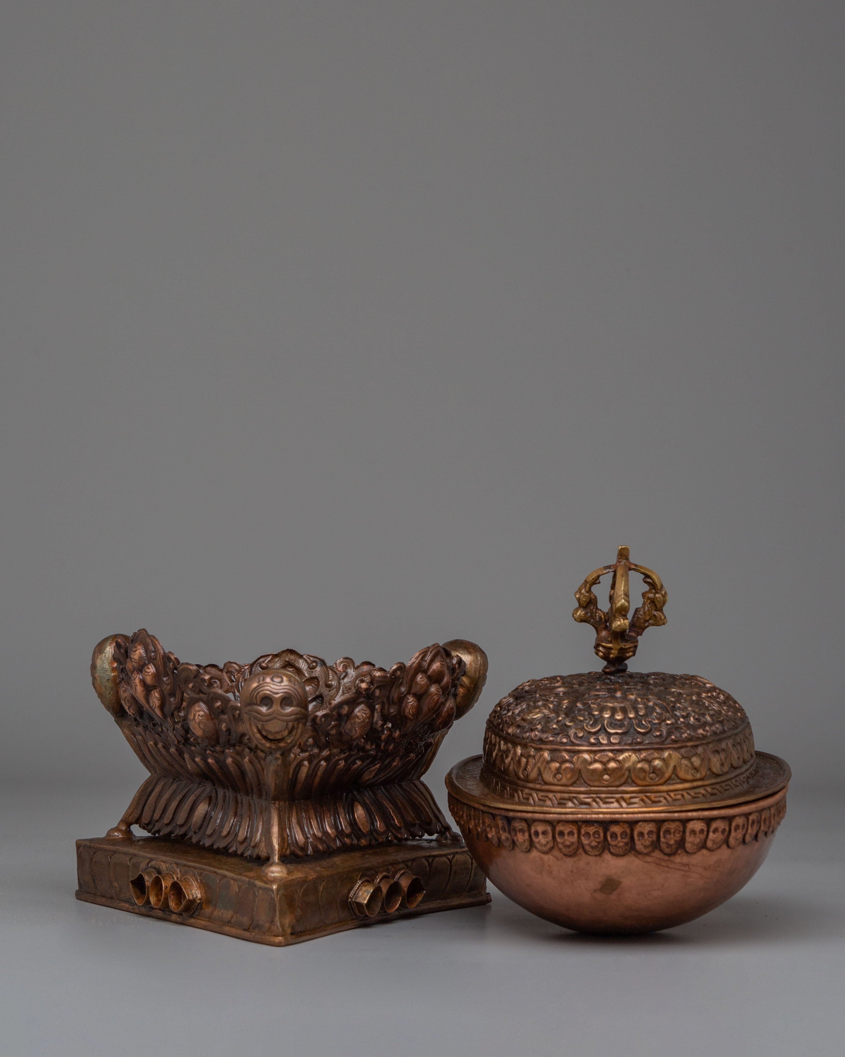 Sacred Altar Kapala | Copper Skull Cup for Rituals
