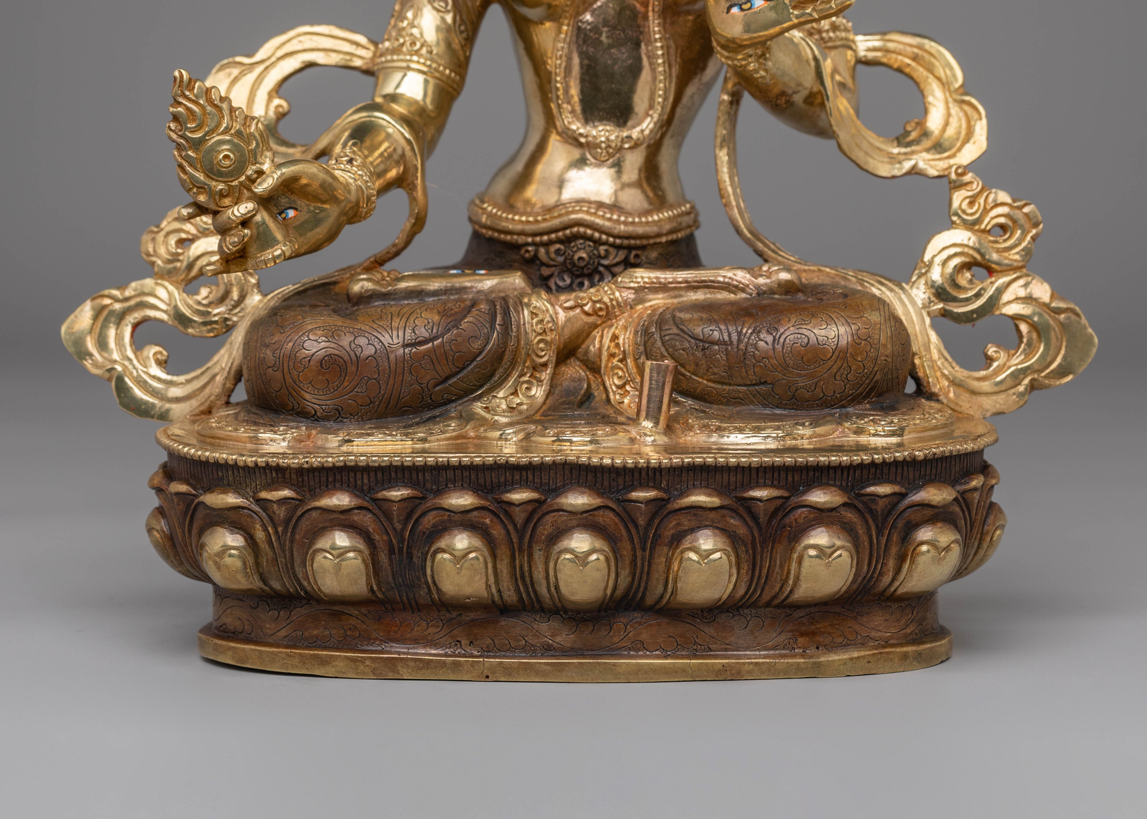 Handcrafted Dukar Copper Statue | 24K Gold Plated Buddhist Art Sculpture