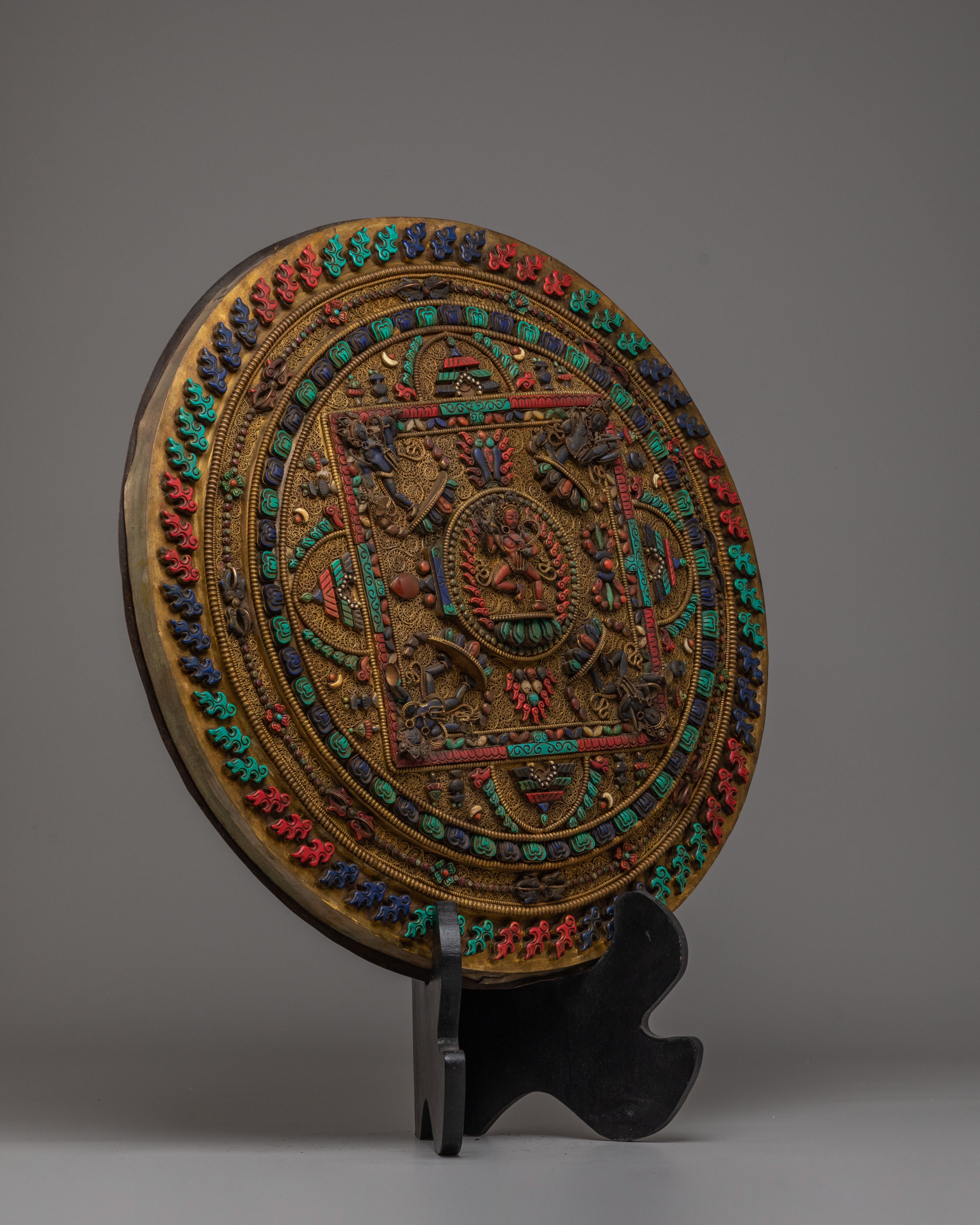 Nepalese Mandala with Stand | Copper Mandala Art