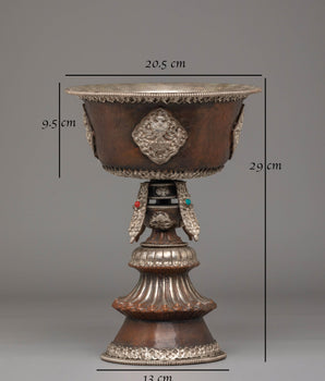 Decorative Tibetan Butter Lamp | Handcrafted Ritual Oil Lamp for Meditation