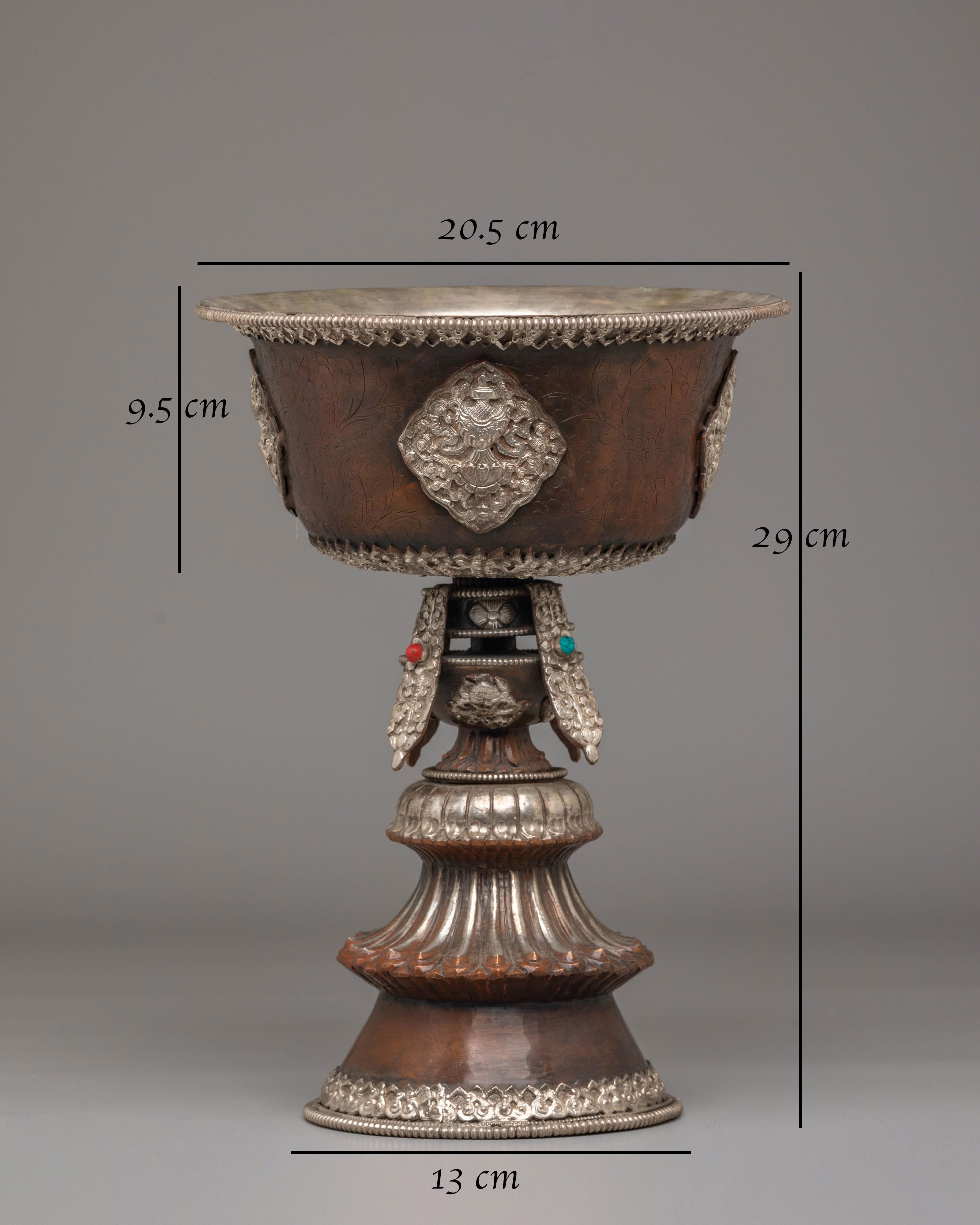 Decorative Tibetan Butter Lamp | Handcrafted Ritual Oil Lamp for Meditation