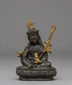 Guru Rinpoche Handmade Dark Oxidized Sculpture