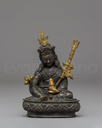 Guru Rinpoche Handmade Dark Oxidized Sculpture