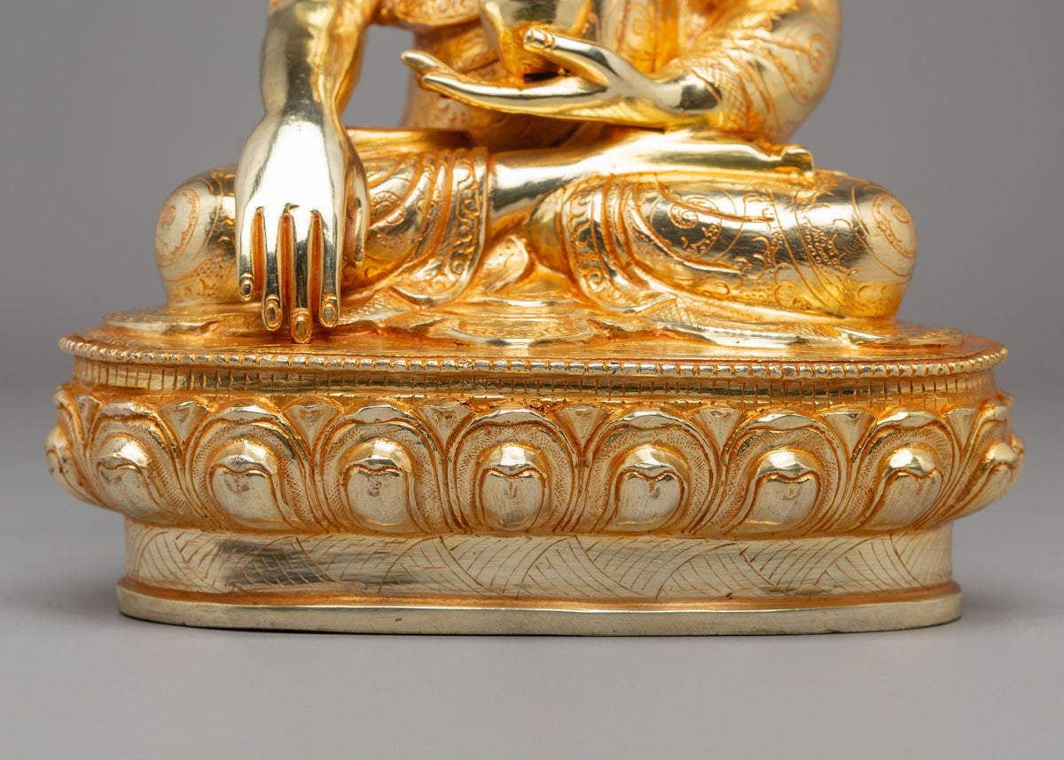 Earth Touching Shakyamuni Buddha Statue | 22K Gold Buddhist Sculpture