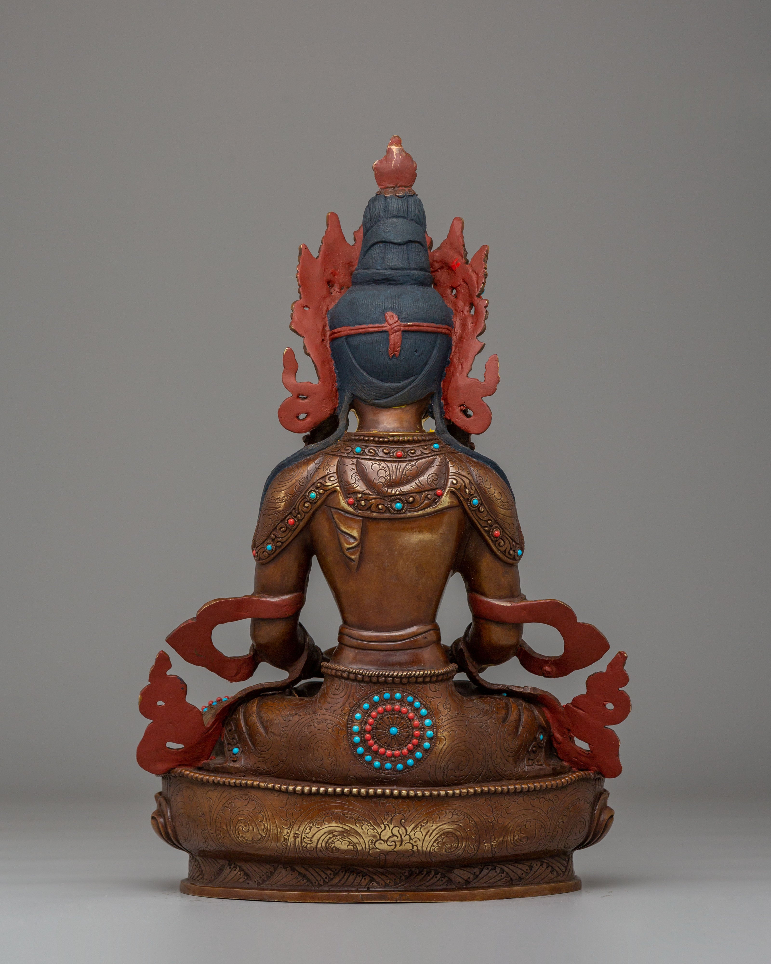 Sacred Amitayus Deity Statue | Handmade Tibetan Artwork for Spiritual Blessings