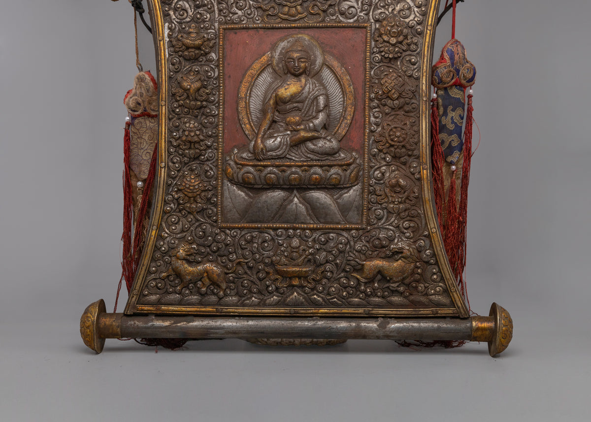 Sacred Shakyamuni Buddha Metal Thangka | Meditation and Spiritual Growth