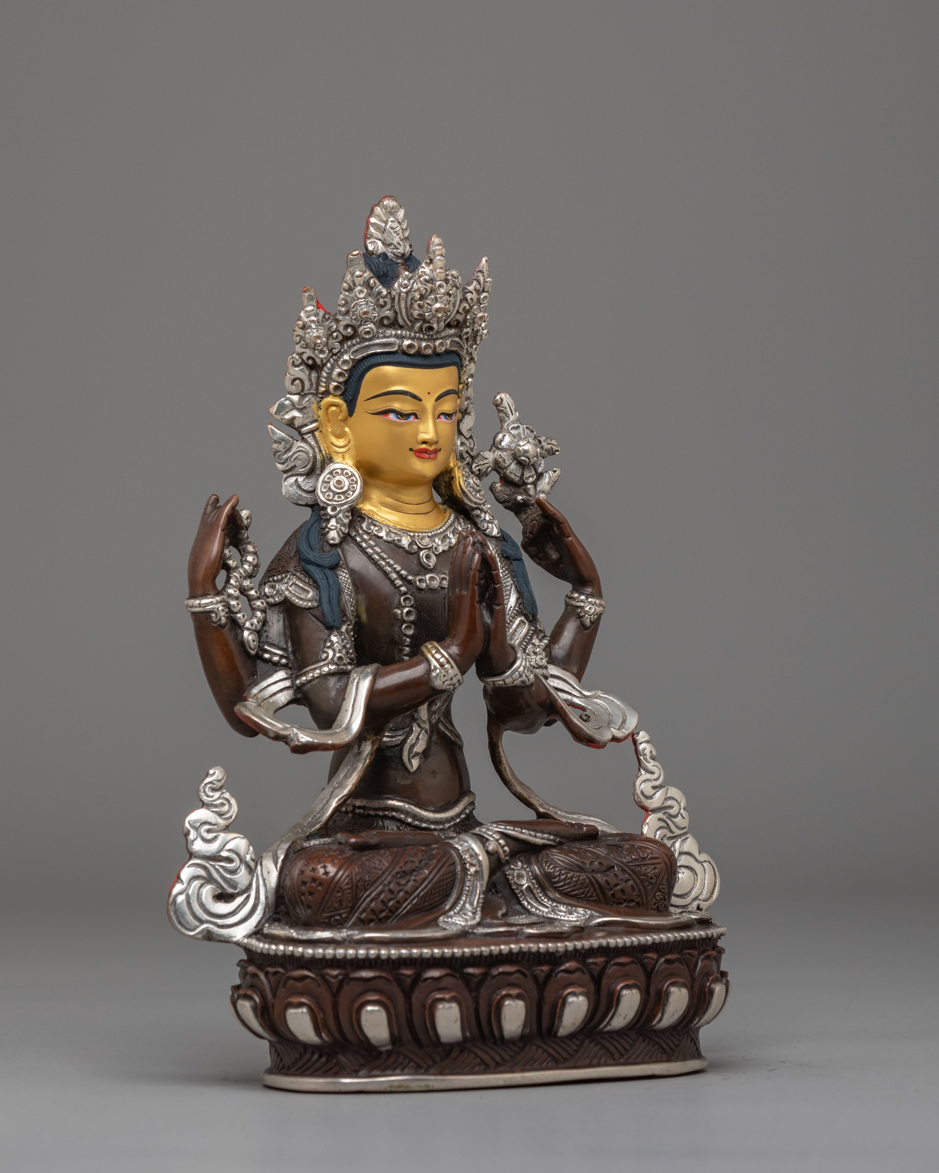 Tibetan Chenrezig Figurine | Bodhisattva of Compassion Statue