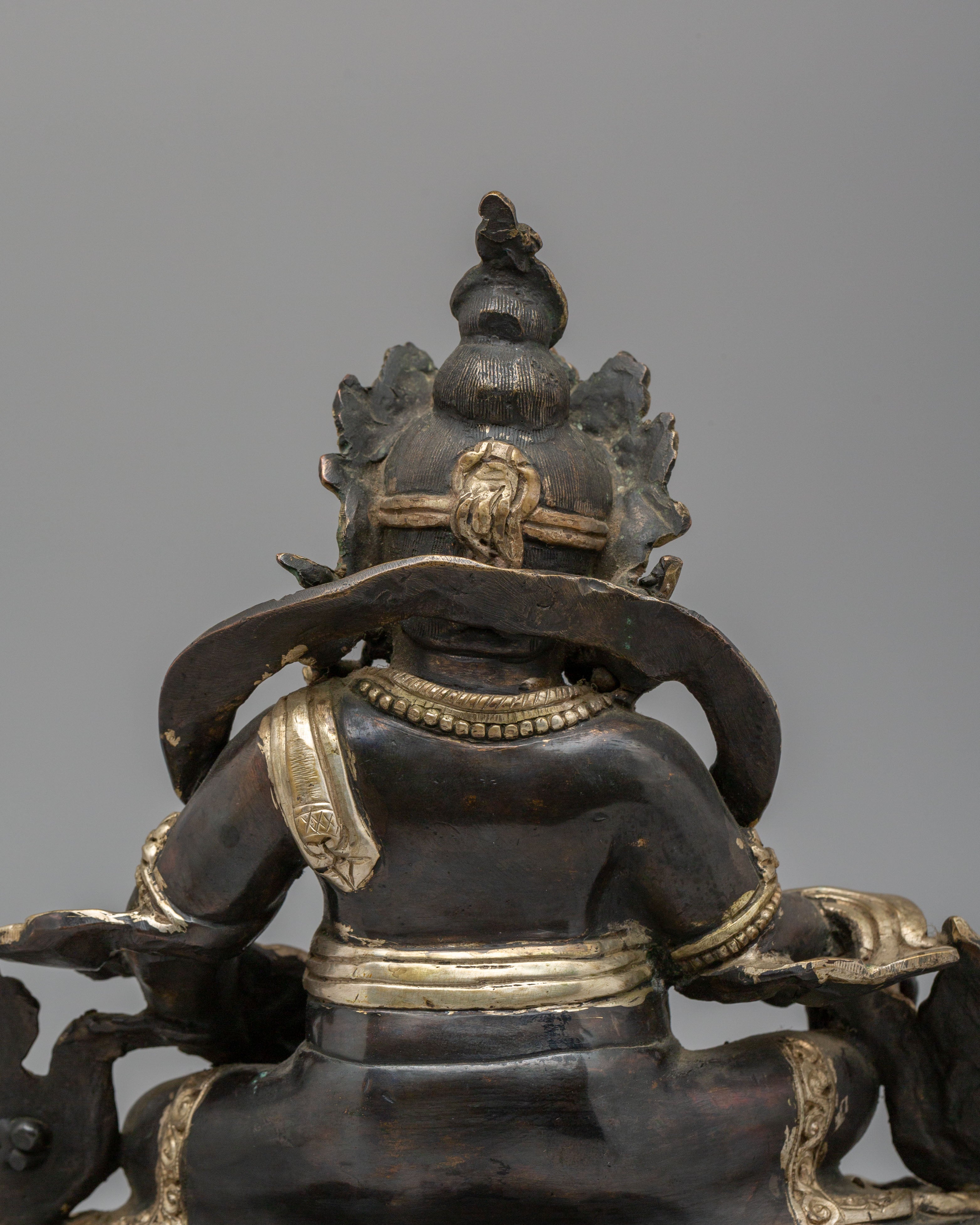 Handmade Wealth Deity Dzambhala Statue | Oxidized Copper Body With Silver Plating