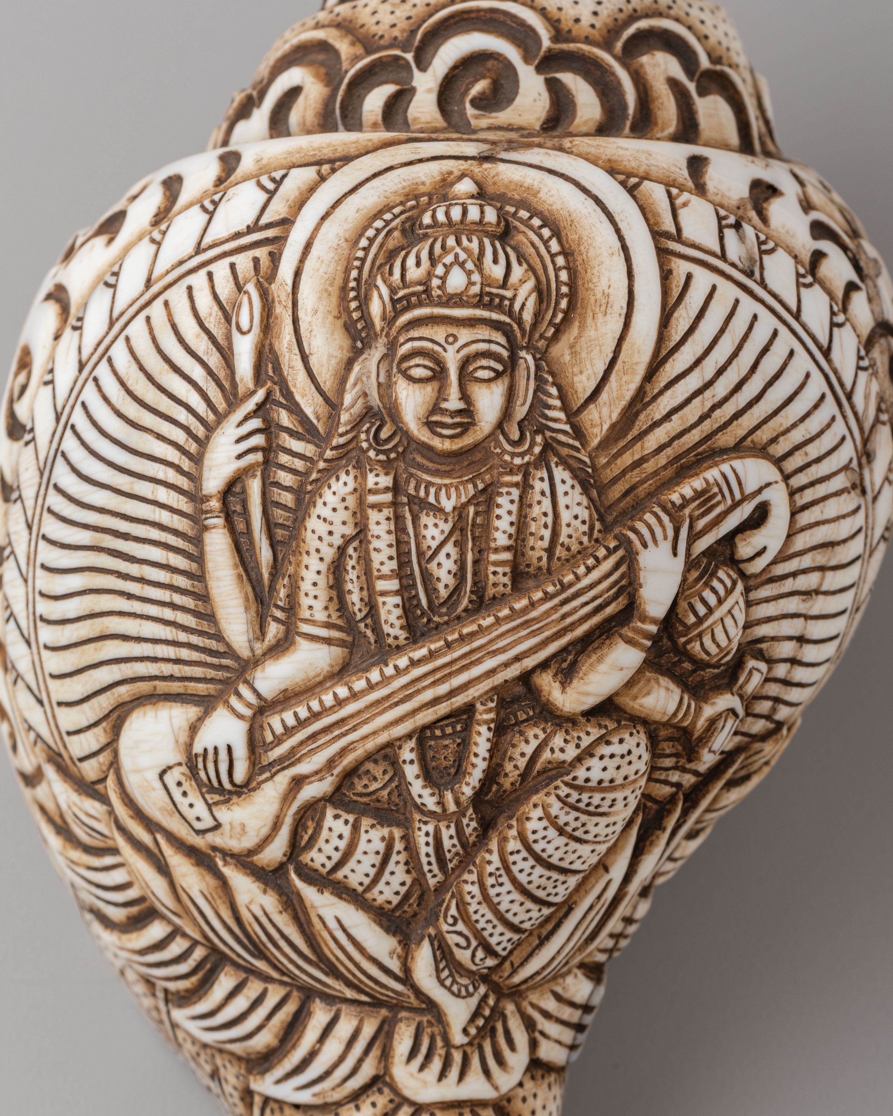 Saraswati Carved Conch | Artwork for Altar