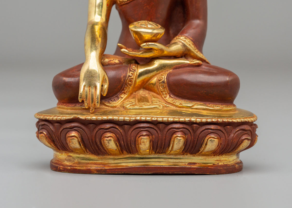Himalayan Buddha Shakyamuni Sculpture | 24K Gold Plated Buddhist Statue
