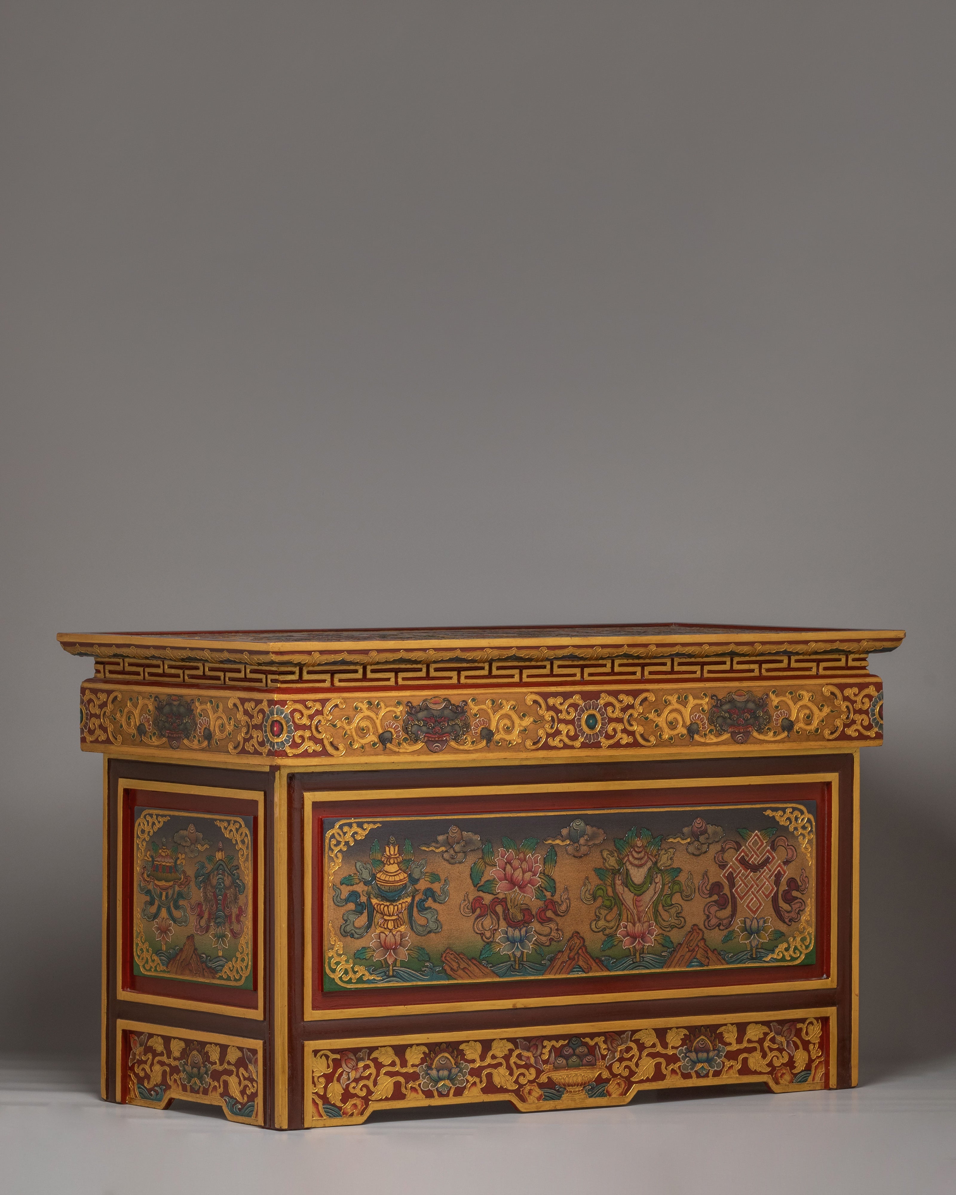 Sacred Tibetan Folding Table | Handcrafted Wooden Table for Meditation & Rituals