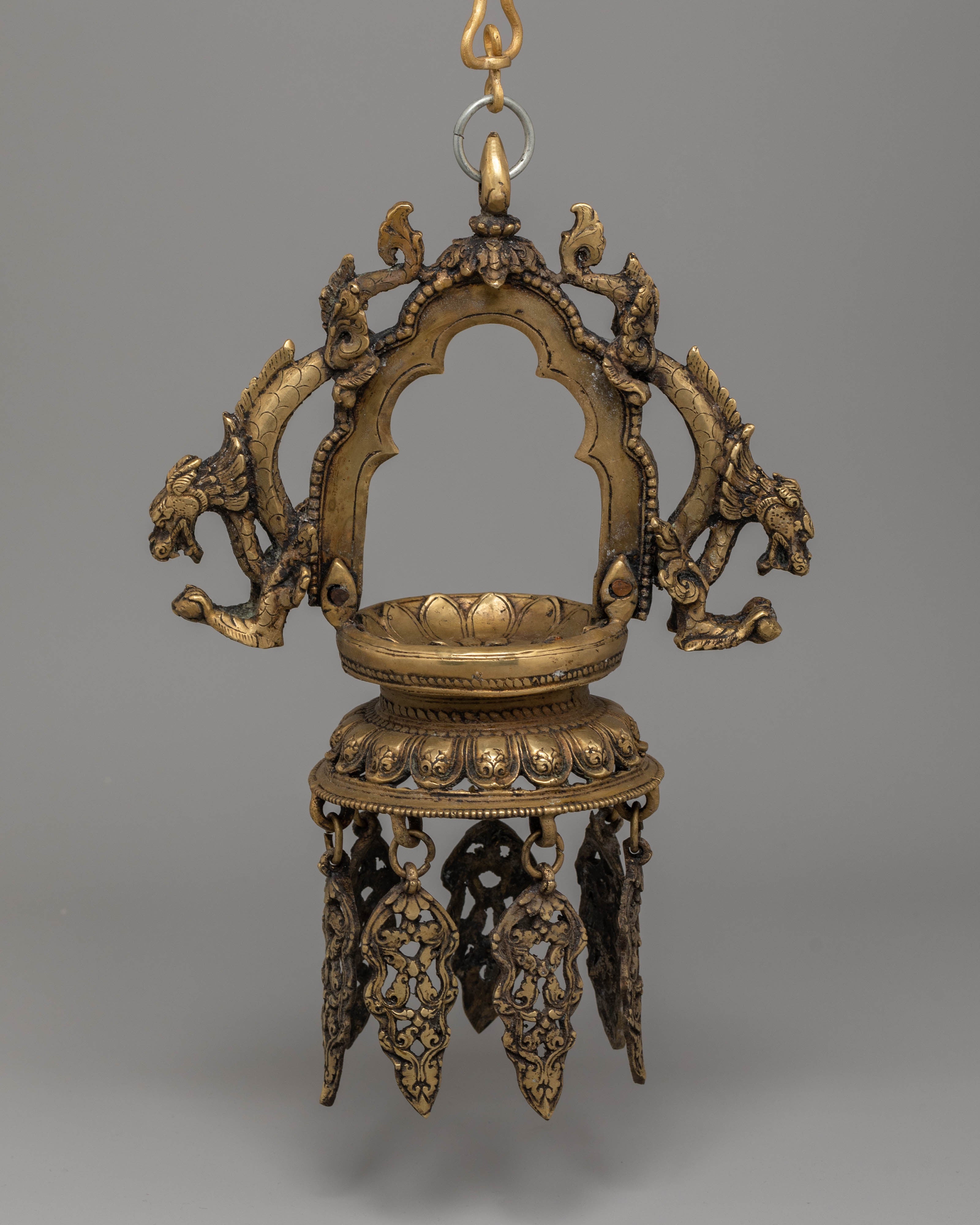 Tibetan Dalucha Oil Lamp | Traditional Brass Ritual Lamp
