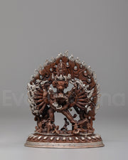 Silver-Plated Yamantaka with Consort Statue