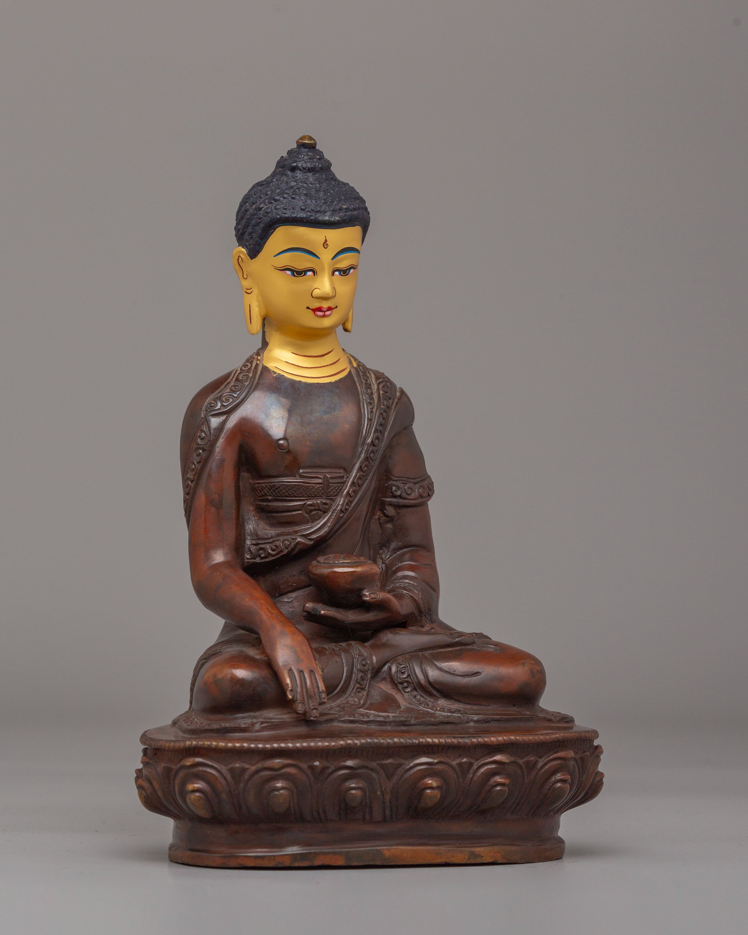 Shakyamuni Buddha Statue for Shrine | Handcrafted Oxidized Copper Statue