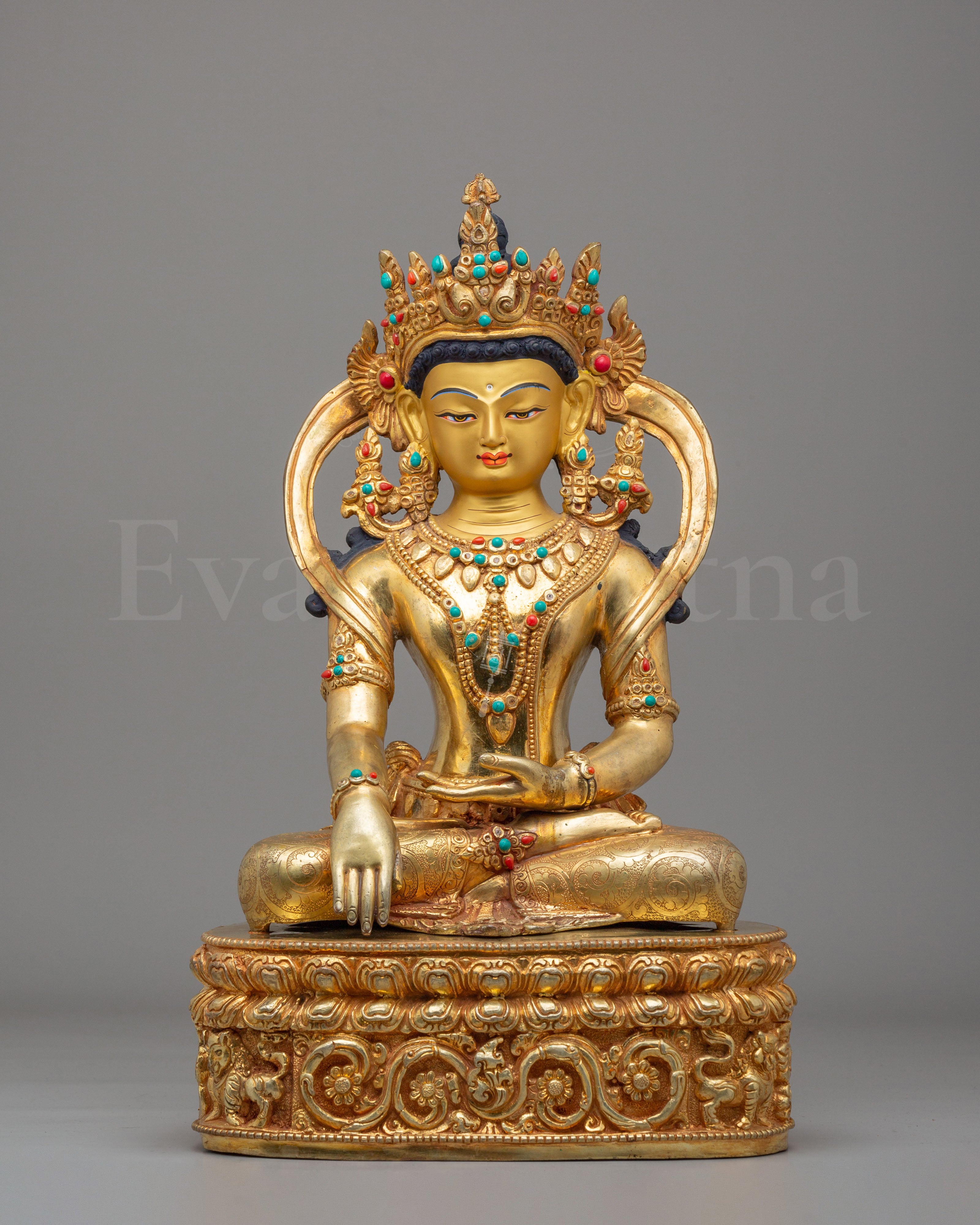 Crowned Shakyamuni Buddha Peaceful Statue | Serene Presence for Your Sacred Space