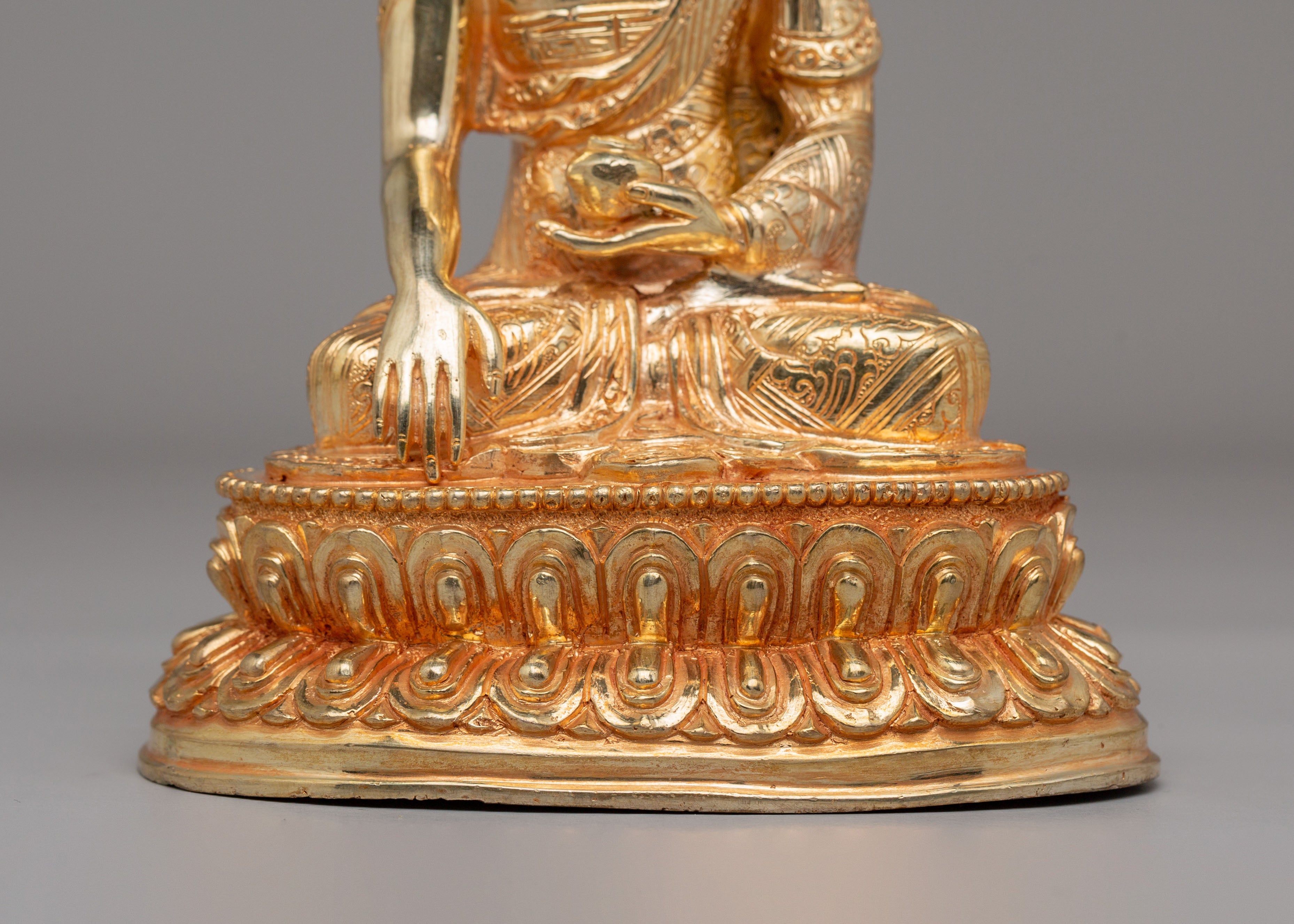 Sage Shakyamuni Buddha Figurine | 24K Gold Plated Buddhist Sculpture
