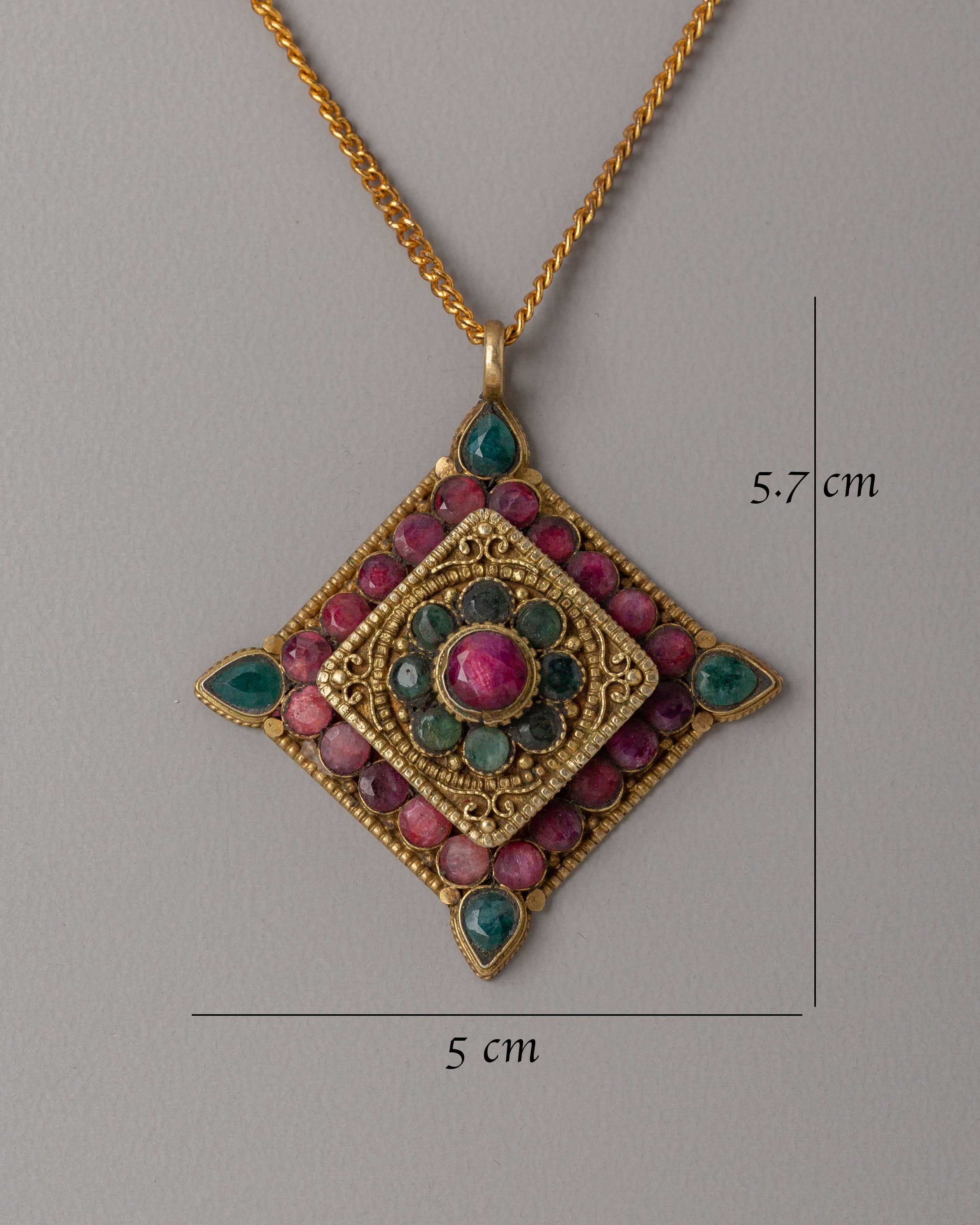 Tibetan Gemstone Locket | Spiritual Pendant for Meditation & Protection