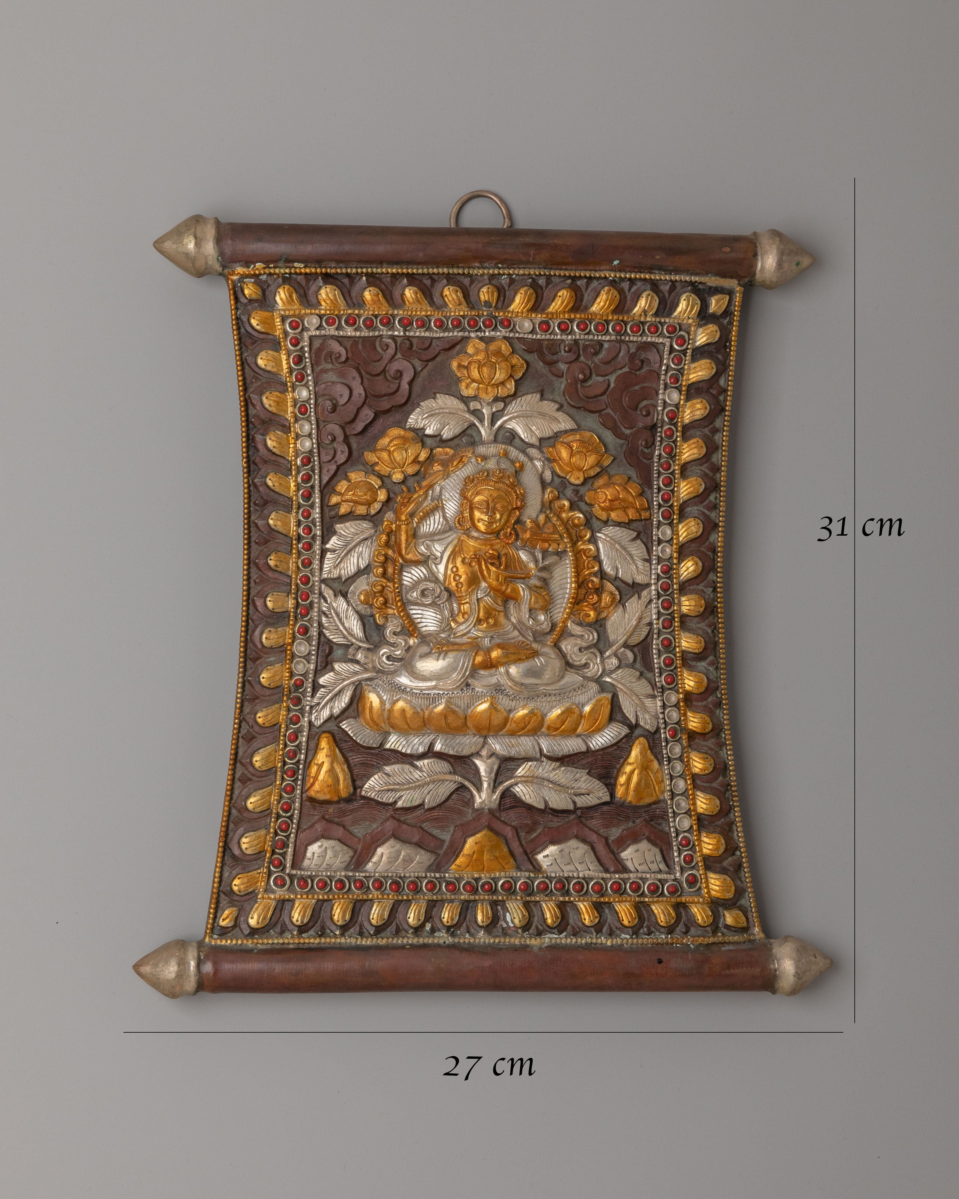 Manjushri Deity Metal Thangka | Symbol of Knowledge and Enlightenment