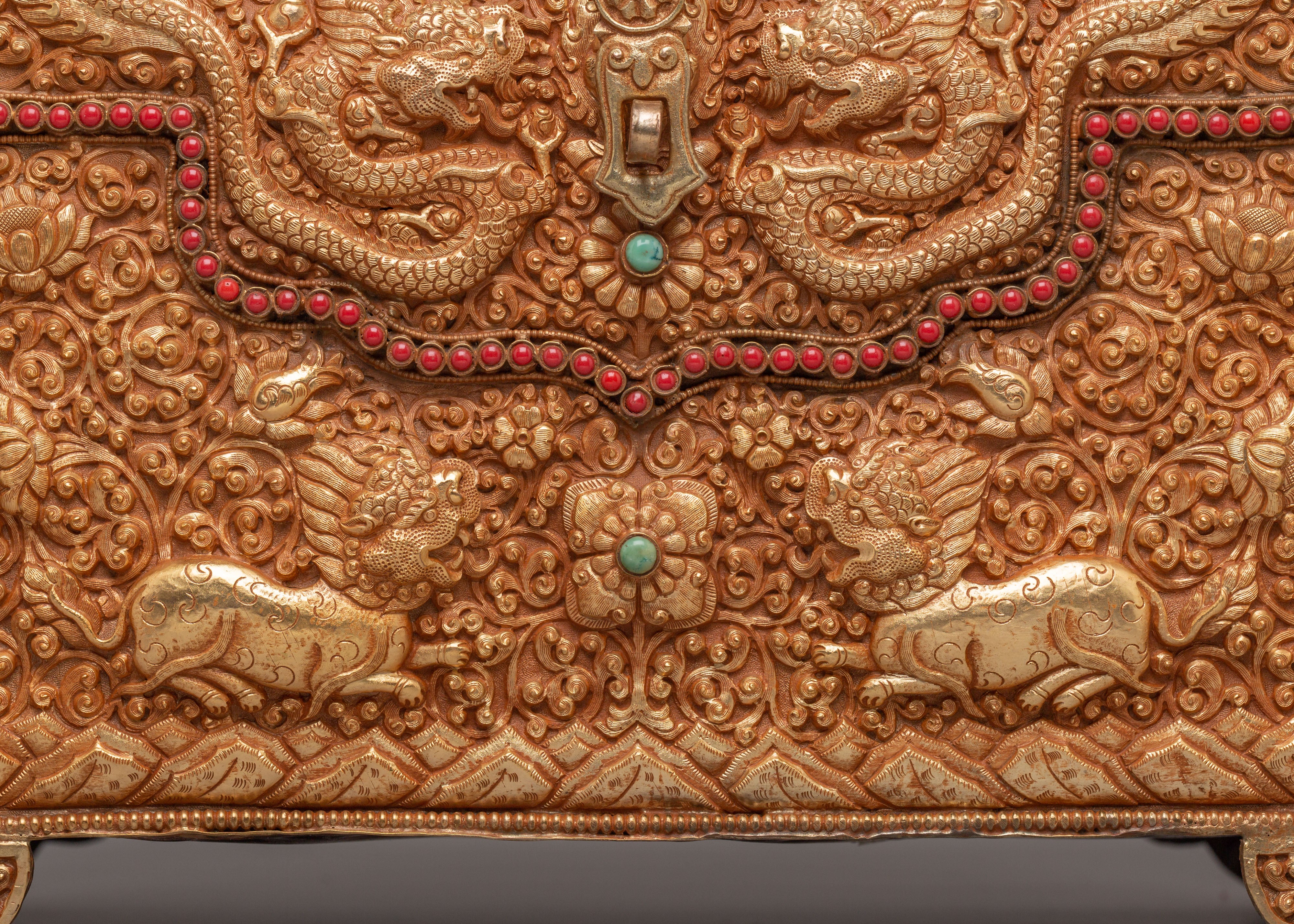Handmade Dragon Treasure Box | Gemstone & Gold Plated Copper