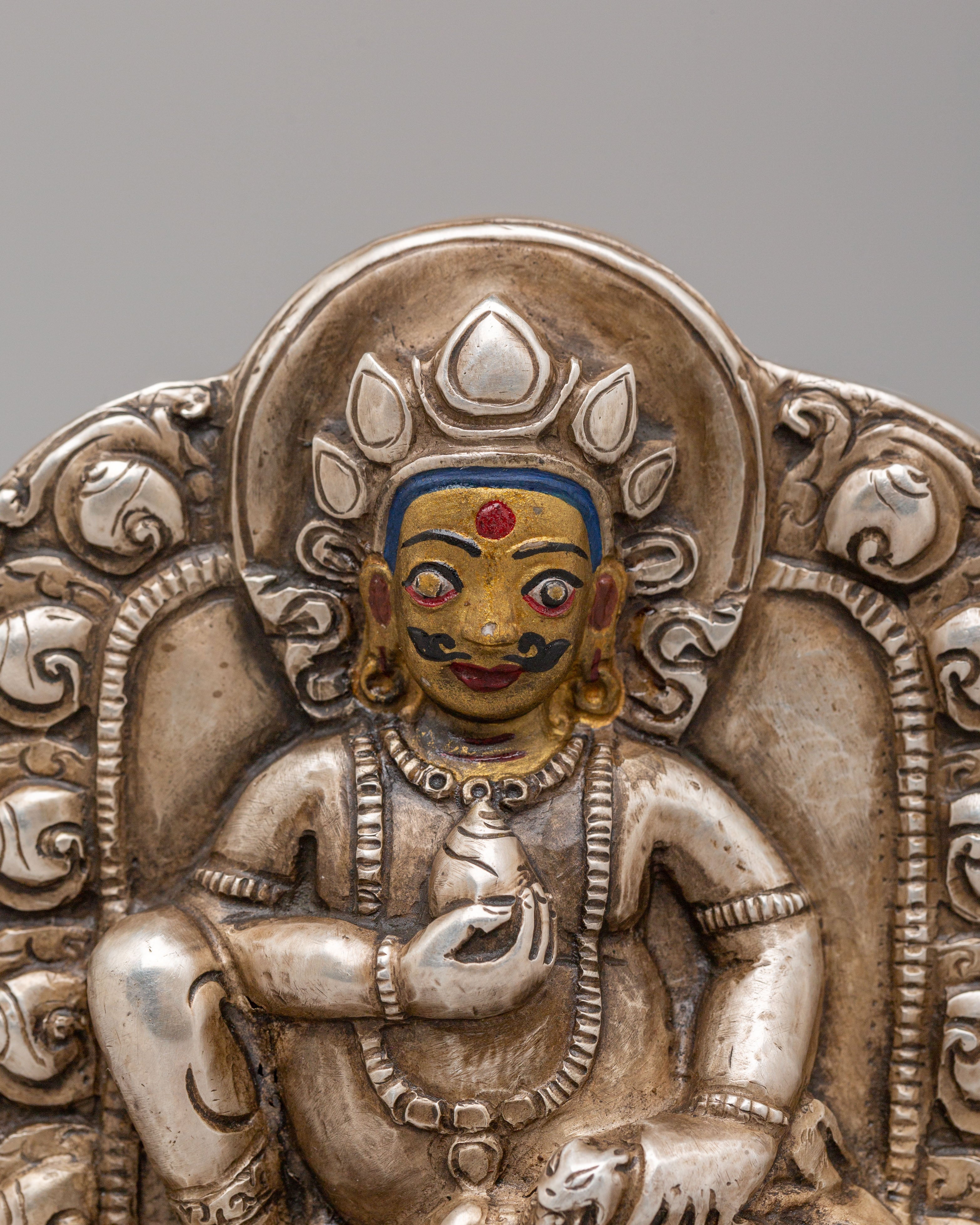 Spiritual Dzambhala Ghau Box | Silver Buddhist Treasure Box