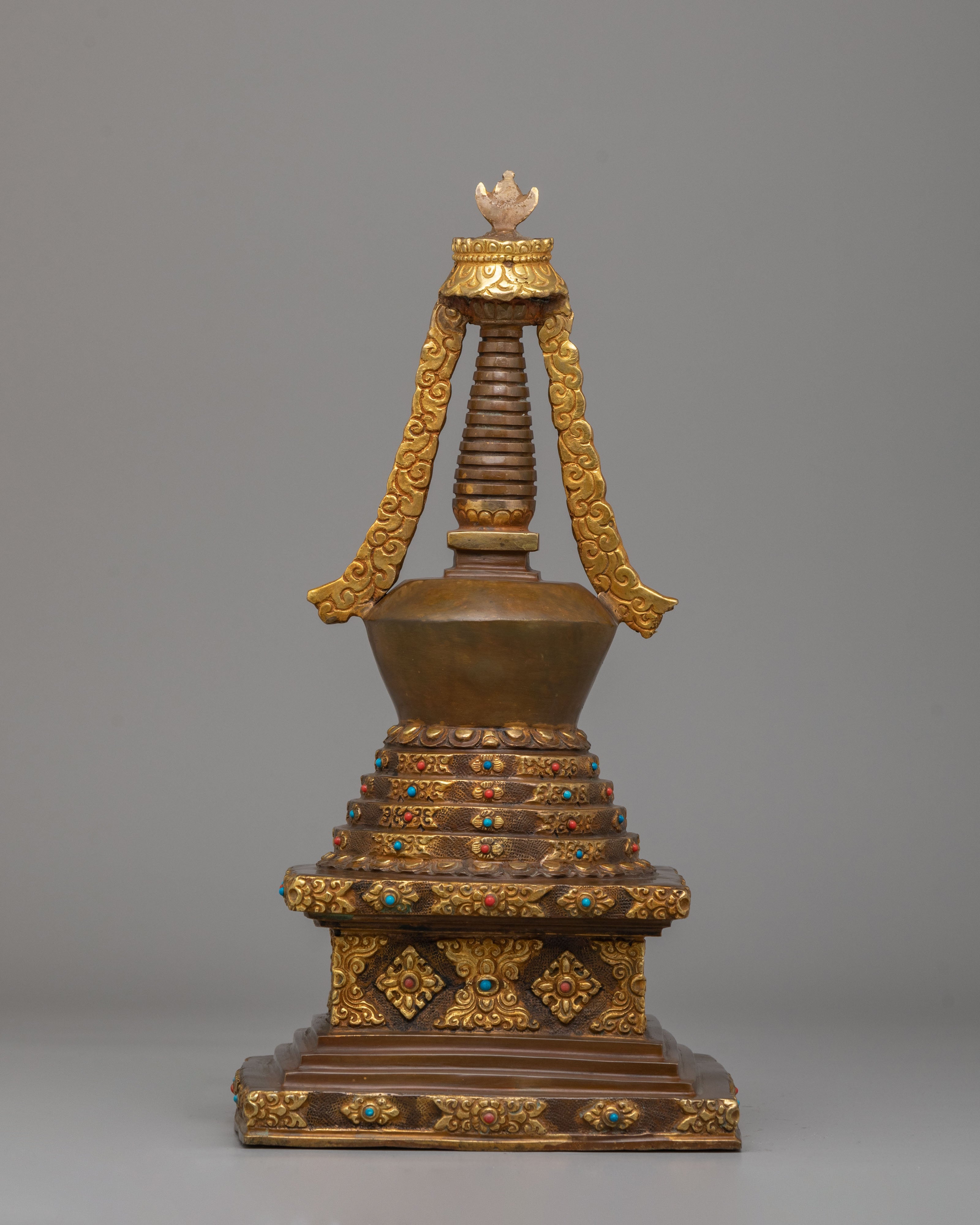 Handcrafted Lotus Blossom Stupa | Sacred Buddhist Decor