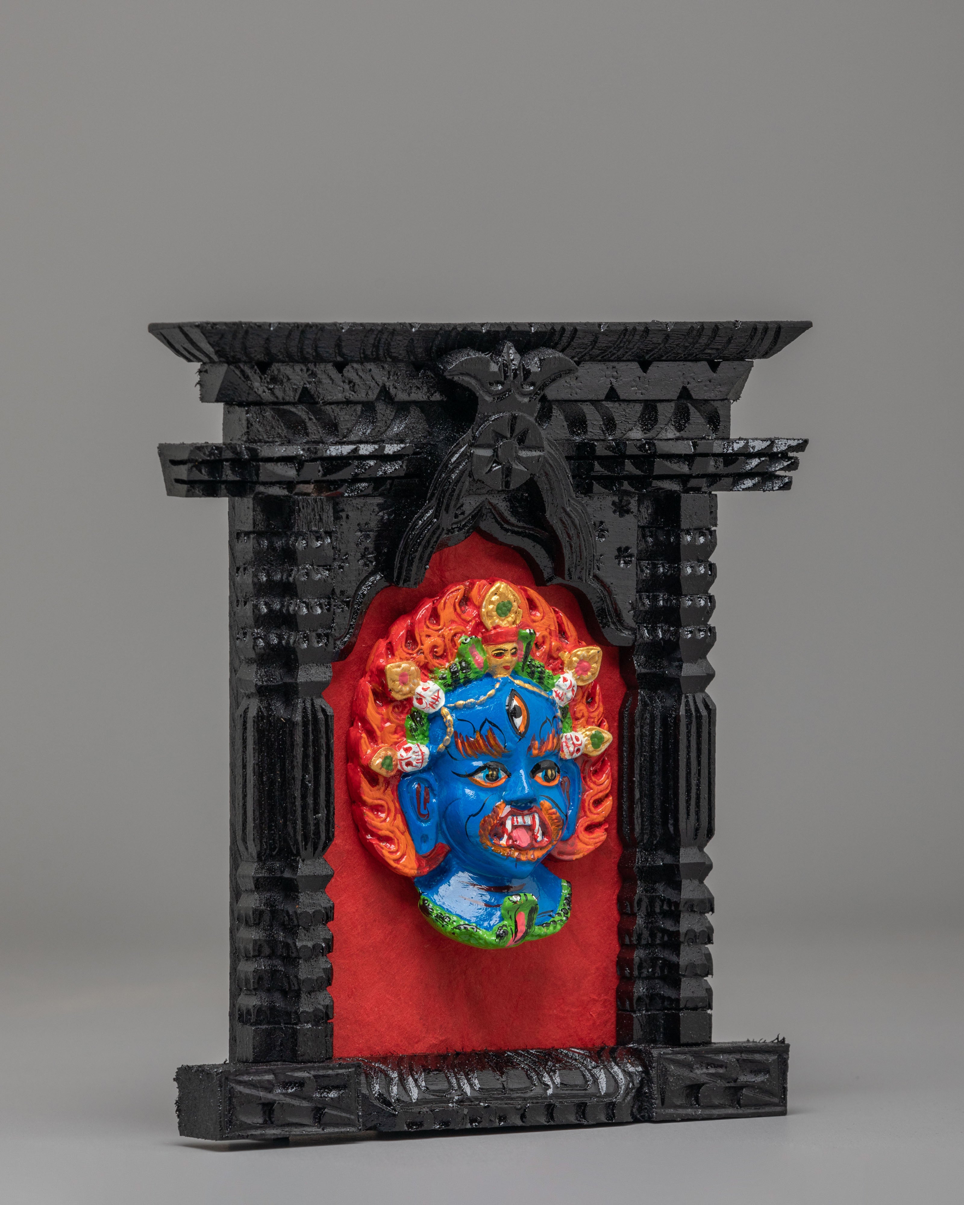 Buddhist Decorative Wall Hanging | Wooden Mahakala Shrine Frame