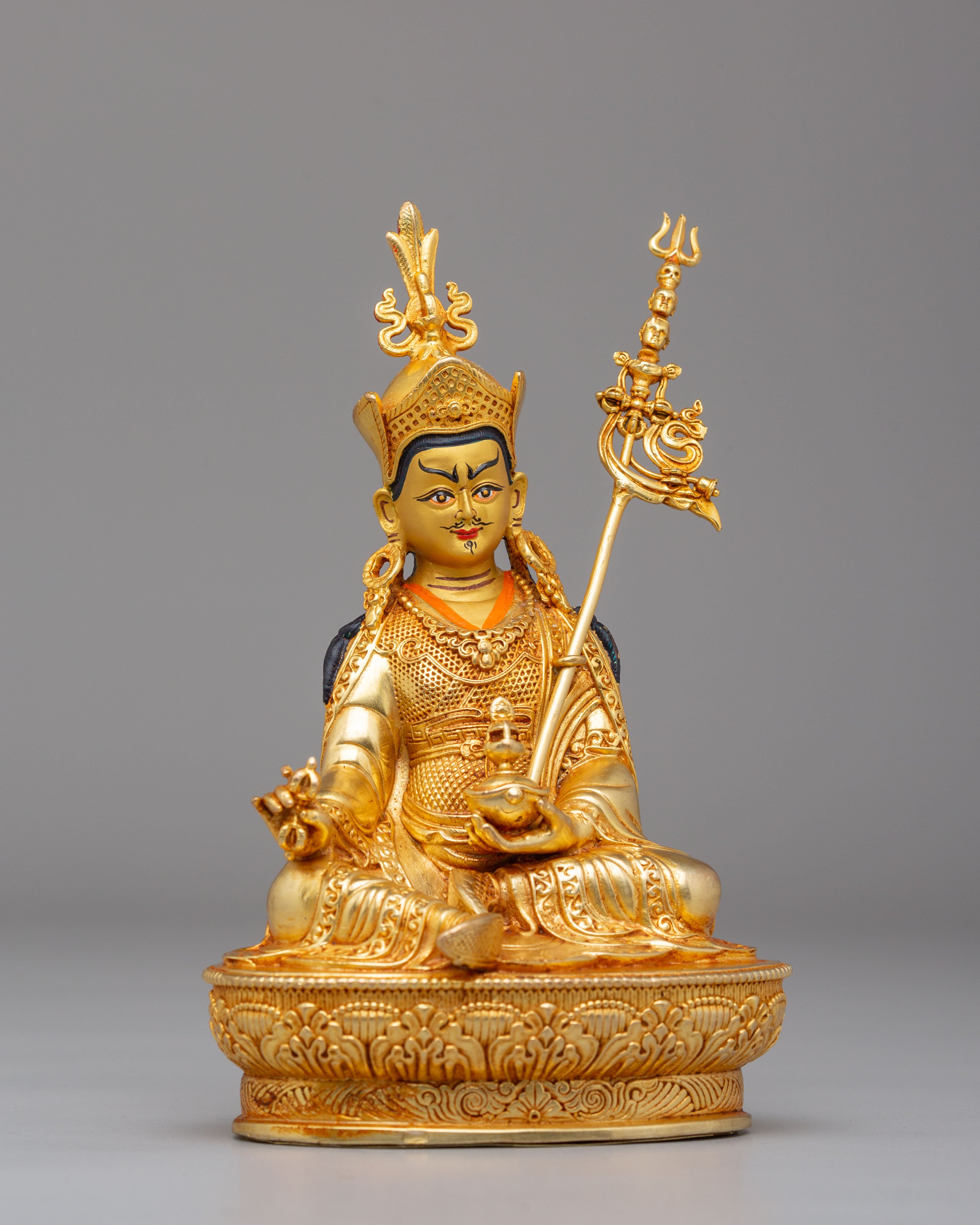 Handmade Guru Rinpoche Buddhist Statue | Tibetan Masterpiece for Spiritual Decor
