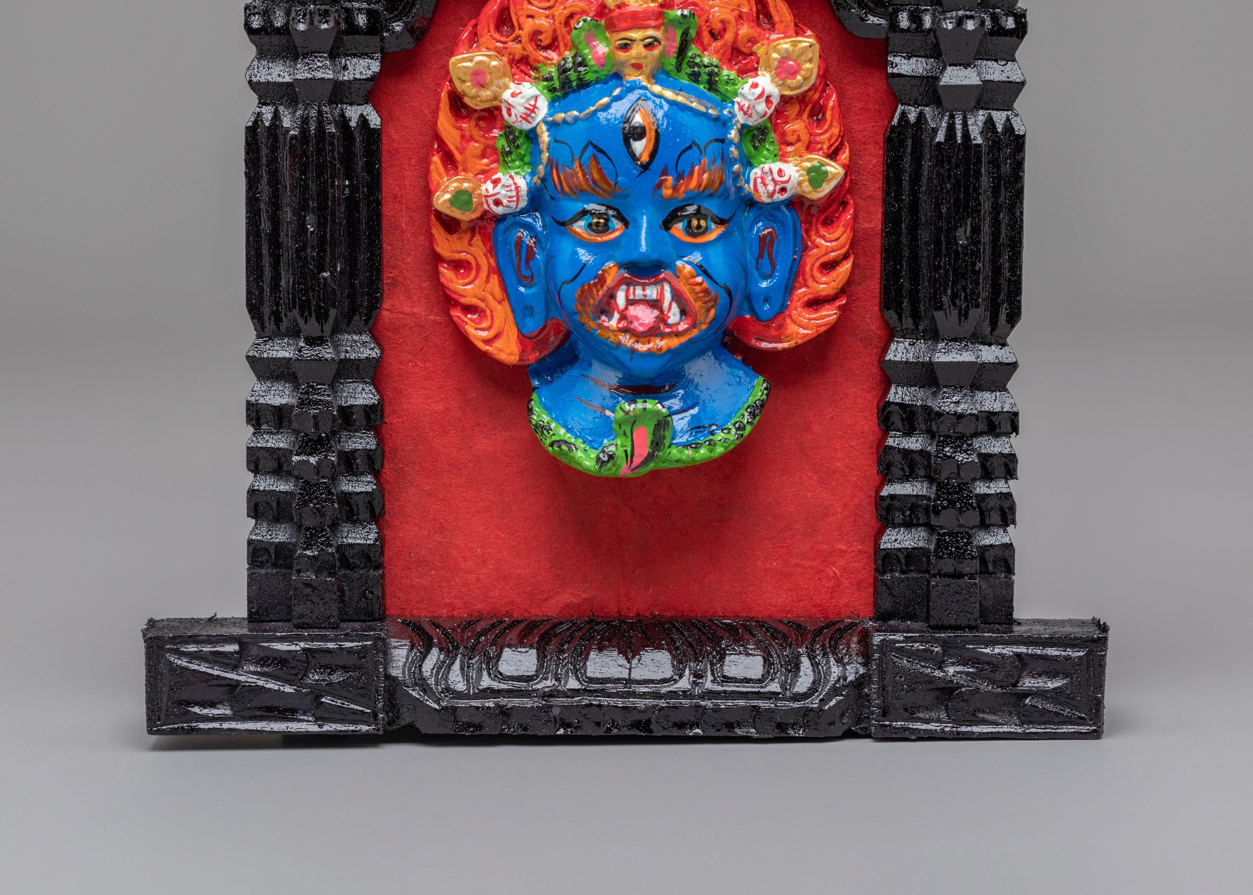 Buddhist Decorative Wall Hanging | Wooden Mahakala Shrine Frame