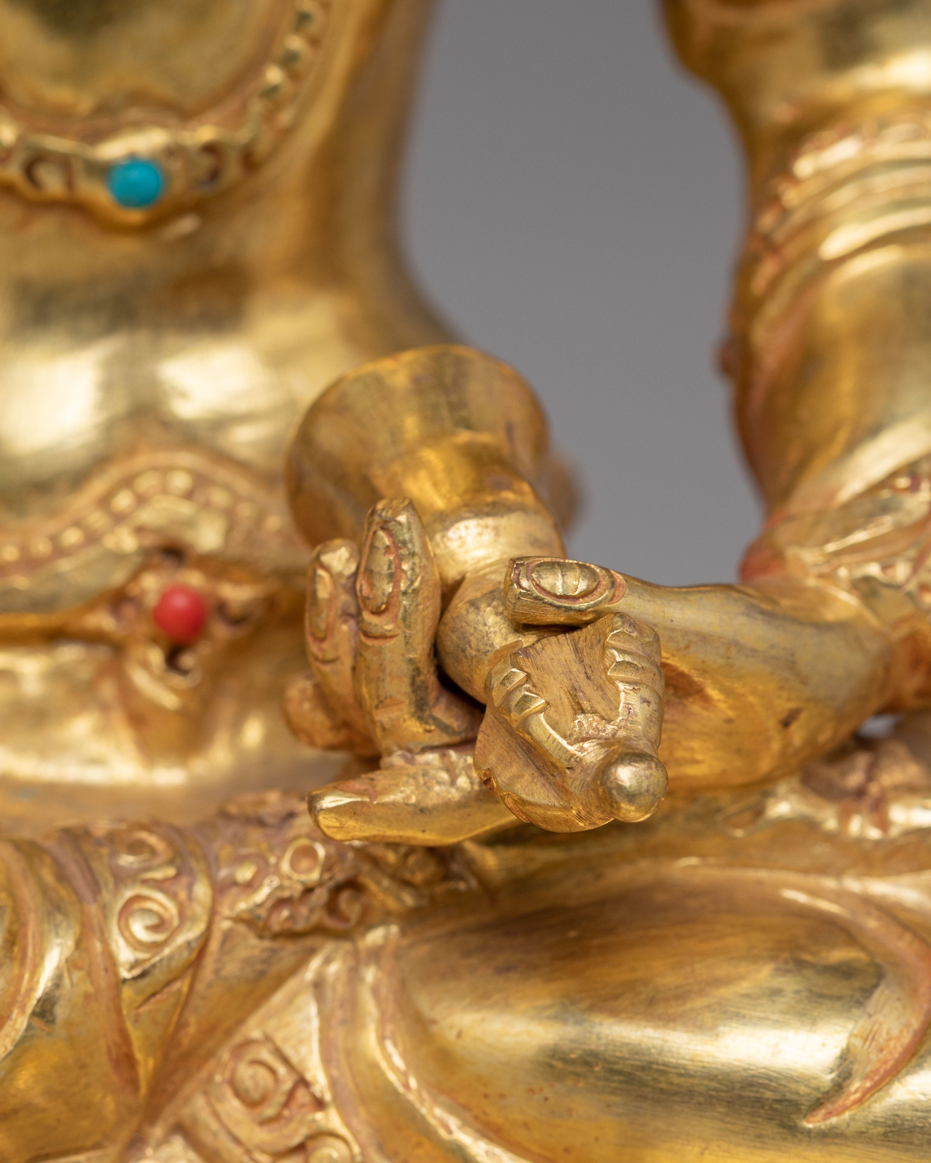 Traditional Tibetan Vajrasattva Statue | Gold Plated Buddhist Purification Deity