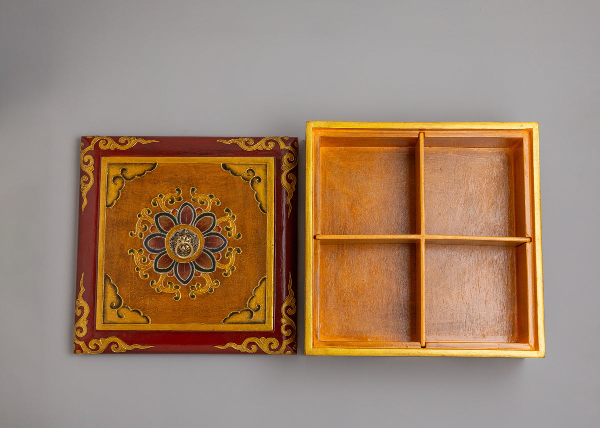 Traditional Wooden Box | Hand Painted Himalayan Decor