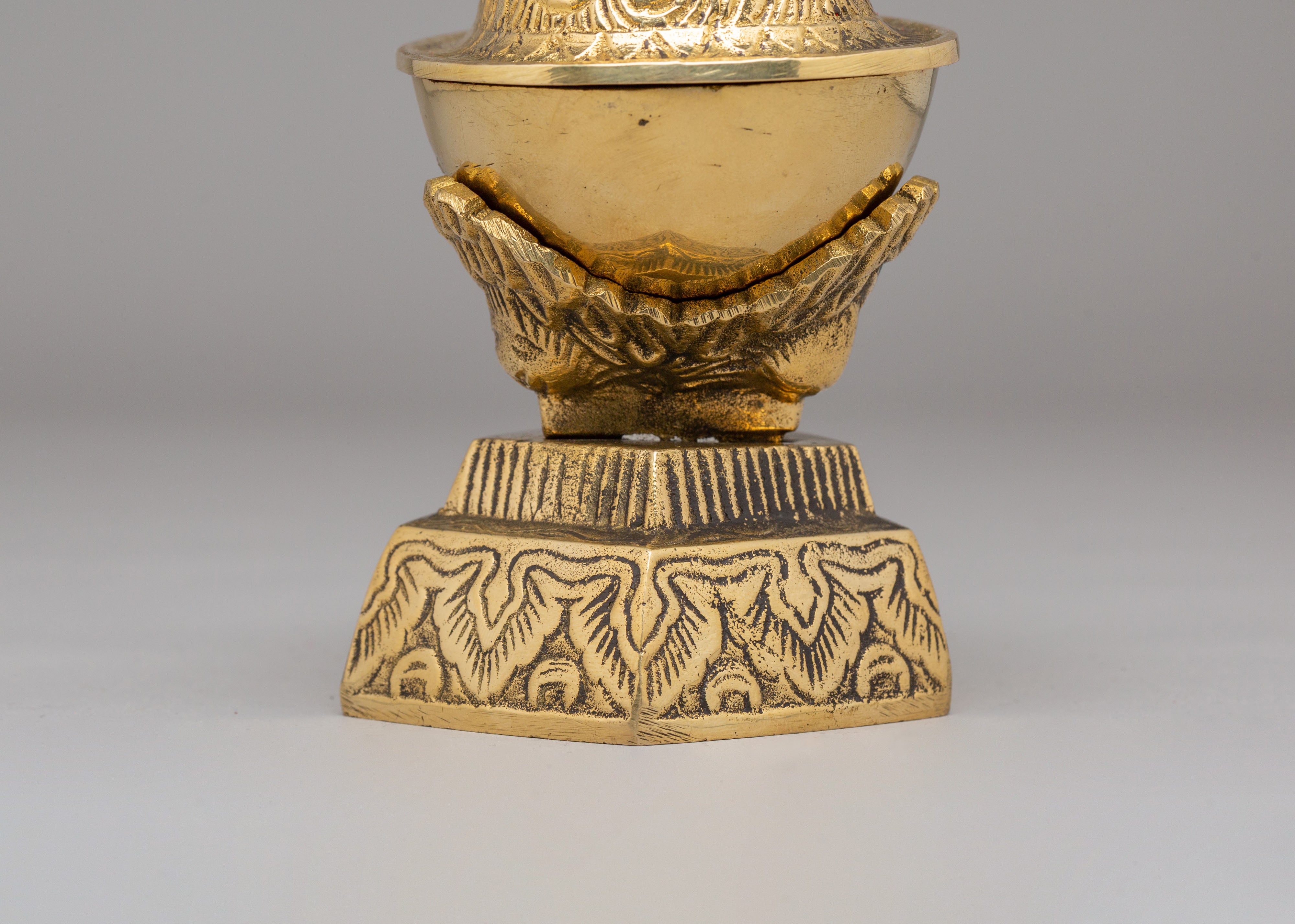 Himalayan Kapala Vessel | Brass Ritual Skull Cup for Puja