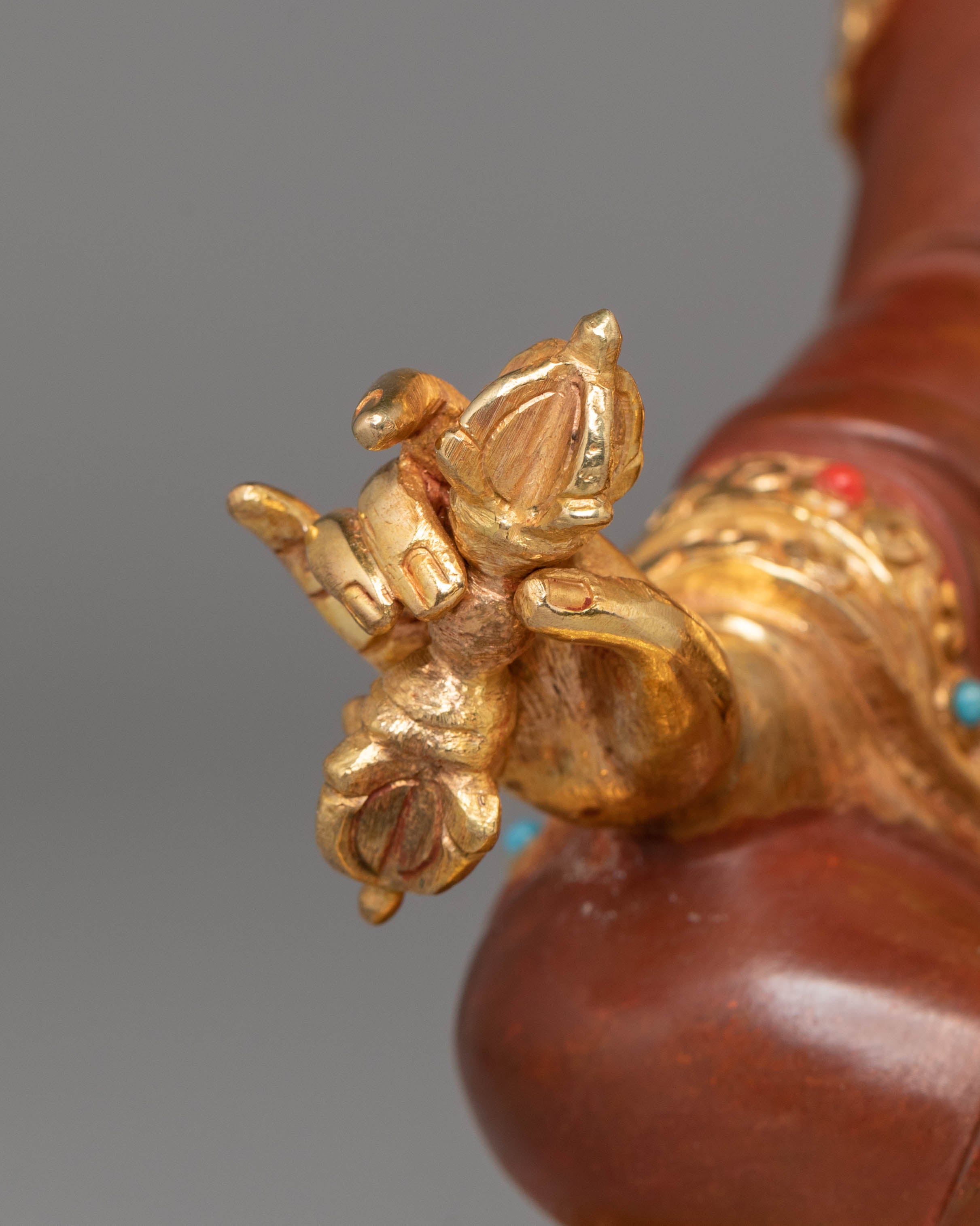 Guru Rinpoche Buddhist Master Statue | 24K Gold Plated Tibetan Art