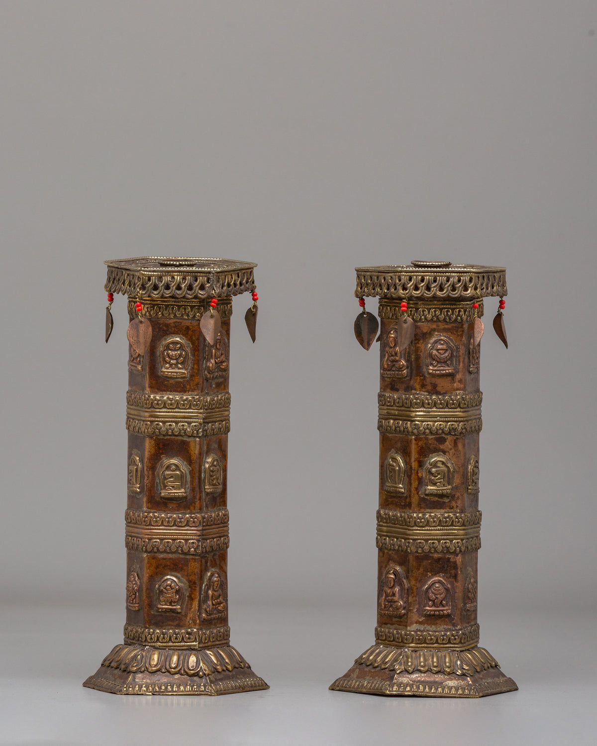 Himalayan Carved Incense Burner Pair | Ritual & Meditation Offering Vessels