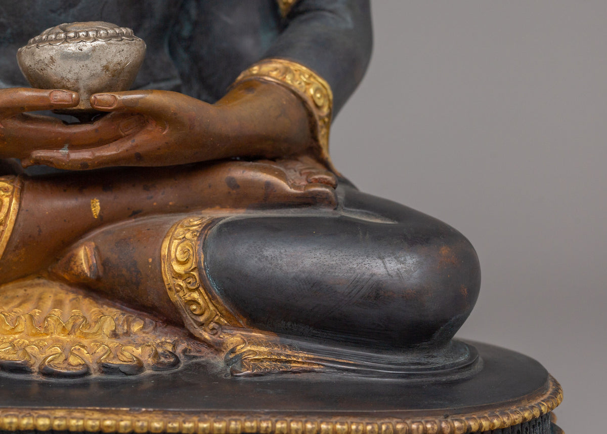 Long Life Amitabha Buddha Statue | 24K Gold Plated Copper Sculpture