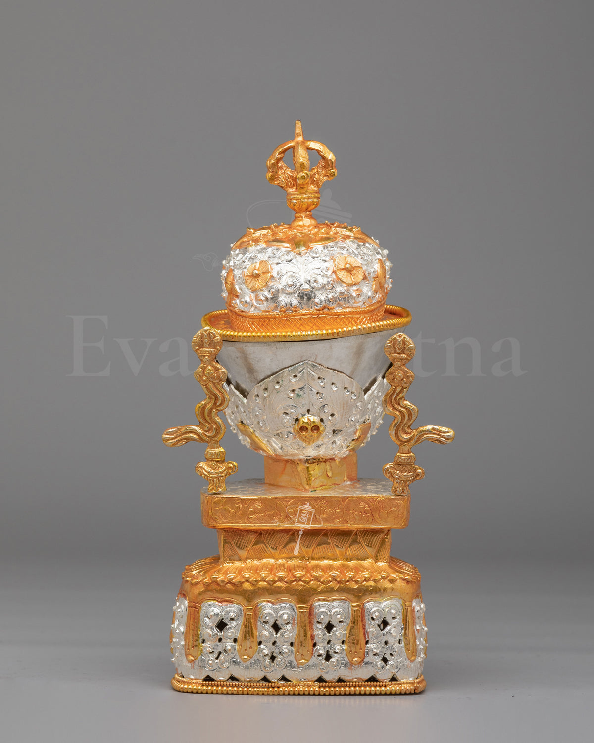 Buddhist Ritual Kapala Set | Gold and Silver Plated Vessels