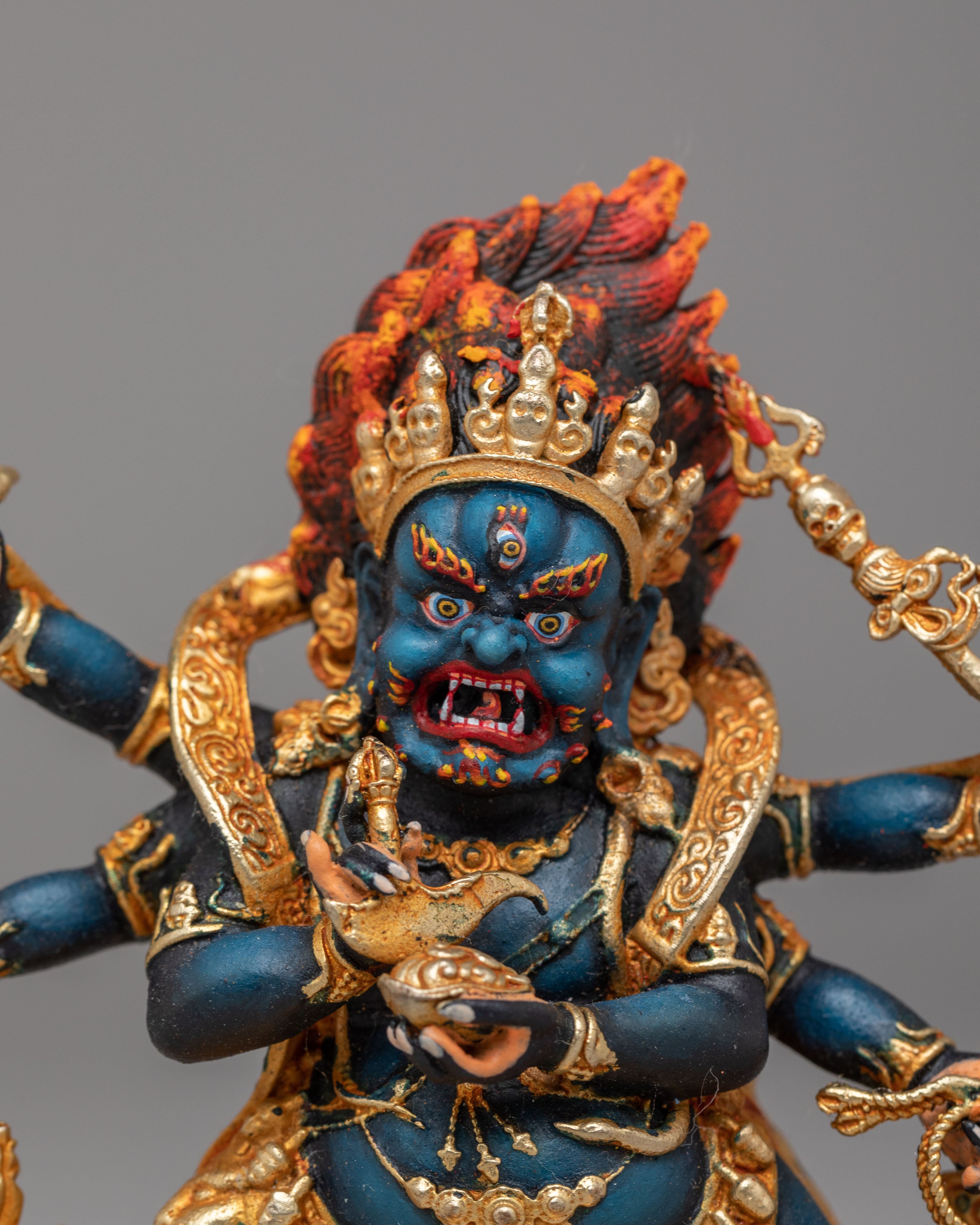 Six-Armed Mahakala Protector Deity Statue | Symbol of Protection and Strength