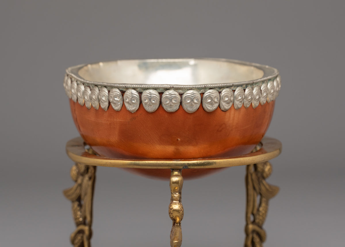 Handmade Kapala Ritual Cup with Stand | Tibetan Buddhist Ritual Bowl