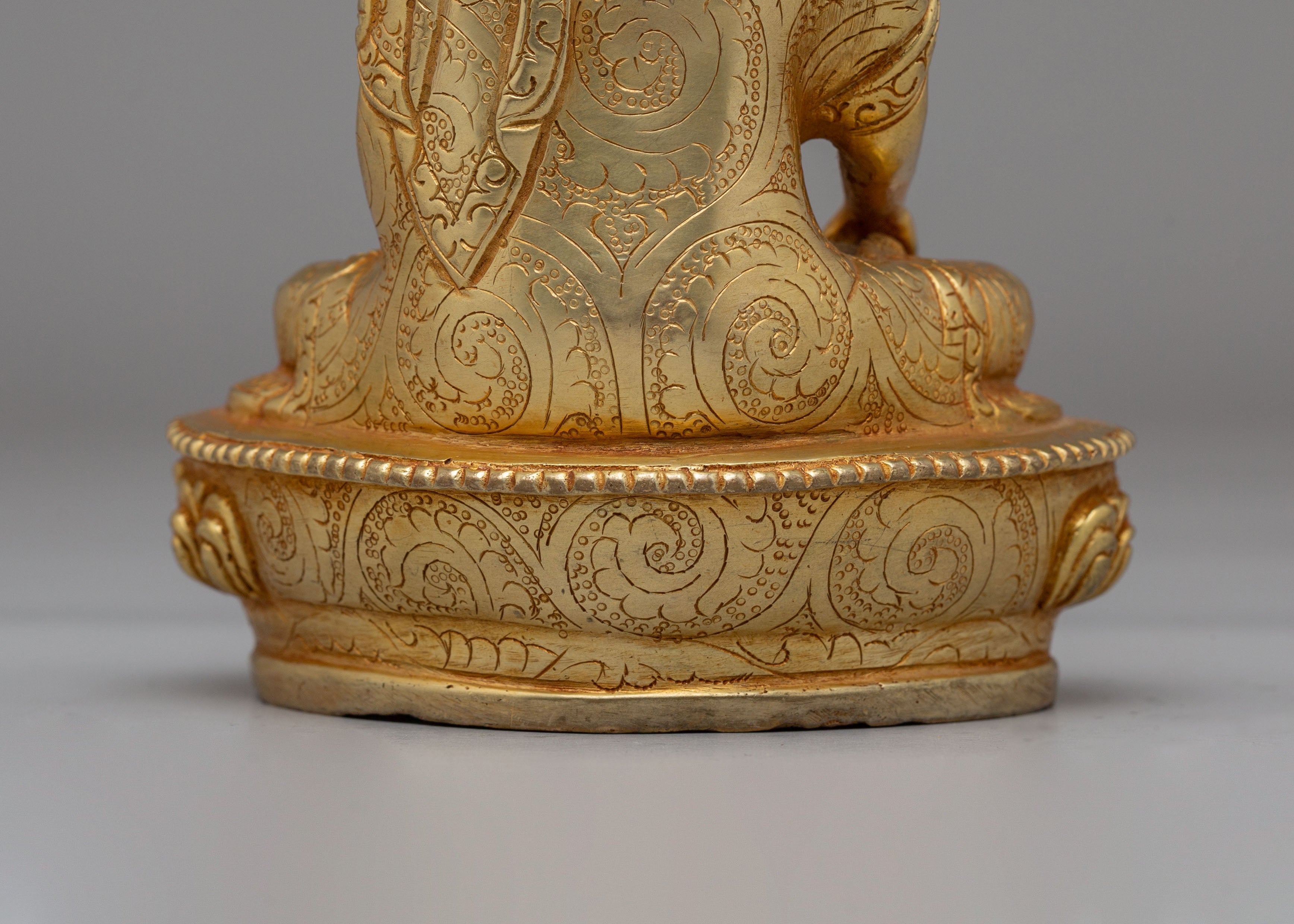 Historic Shakyamuni Buddha Altar Statue | Sacred Gold Plated Copper Buddha for Meditation
