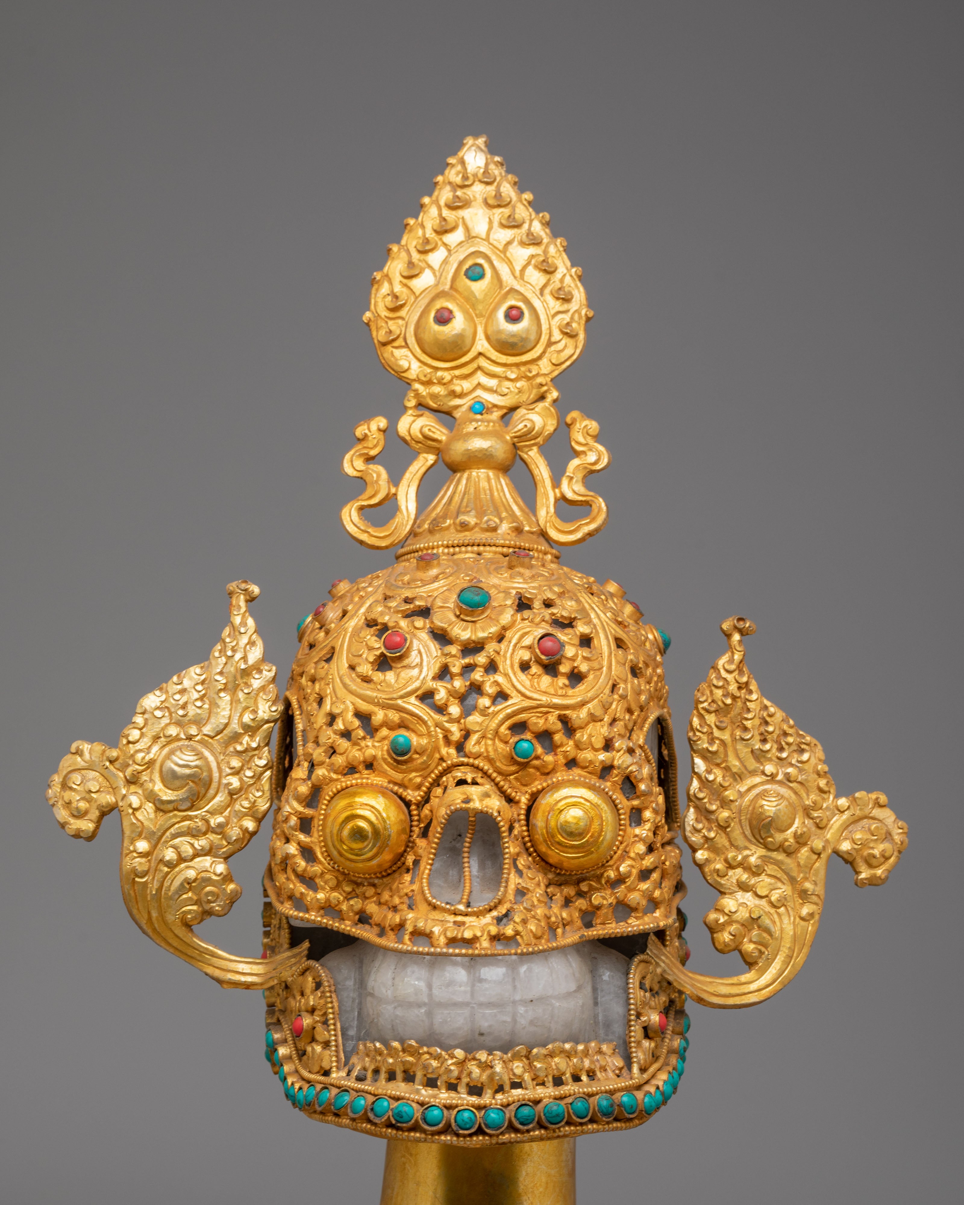 Buddhist-Inspired Ritual Skull Sculpture | Traditional Himalayan Artwork