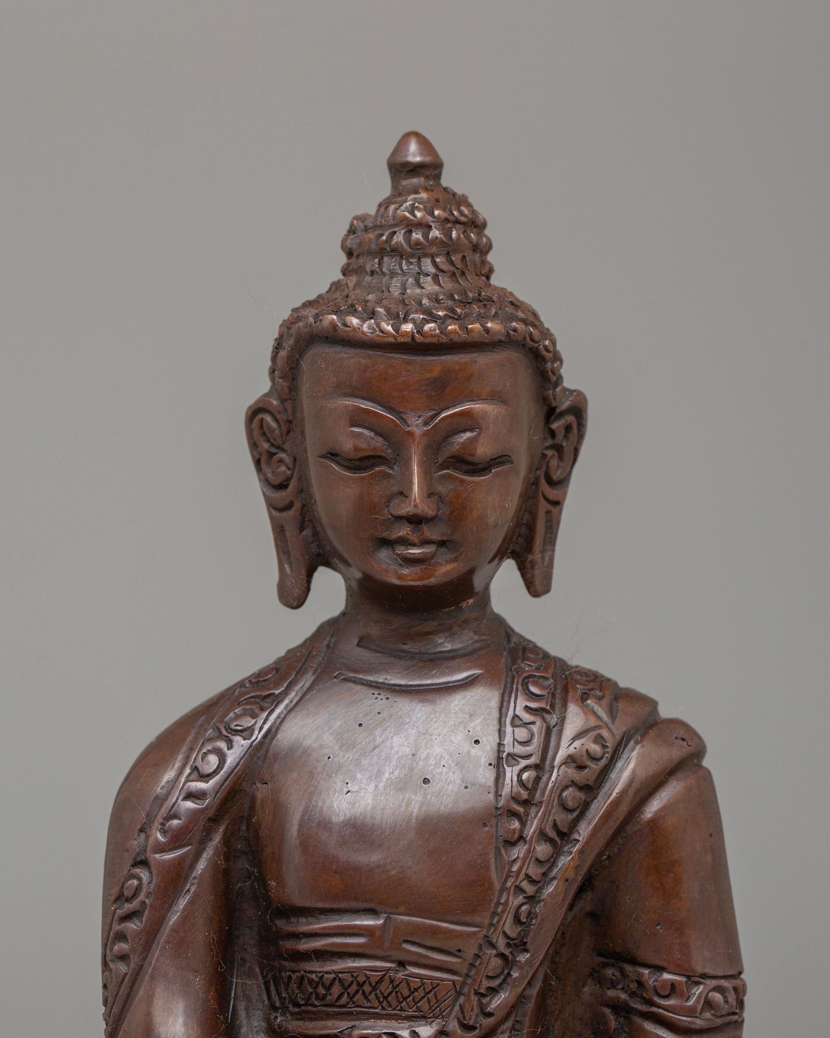 Sacred Amitabha Buddha Altar Statue | Oxidized Copper Buddhist Sculpture